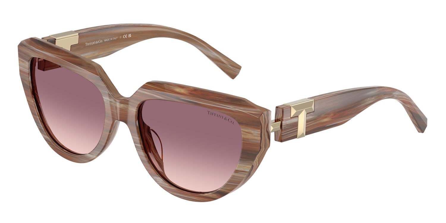 Sunglasses Tiffany TF 4238U (84358D) color topazio a righe shape square lenses rosa sfumato viola