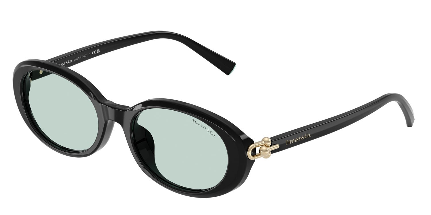 Occhiali da sole Tiffany TF 4242D (8001D9) colore nero forma ovale lenti azzurro chiaro