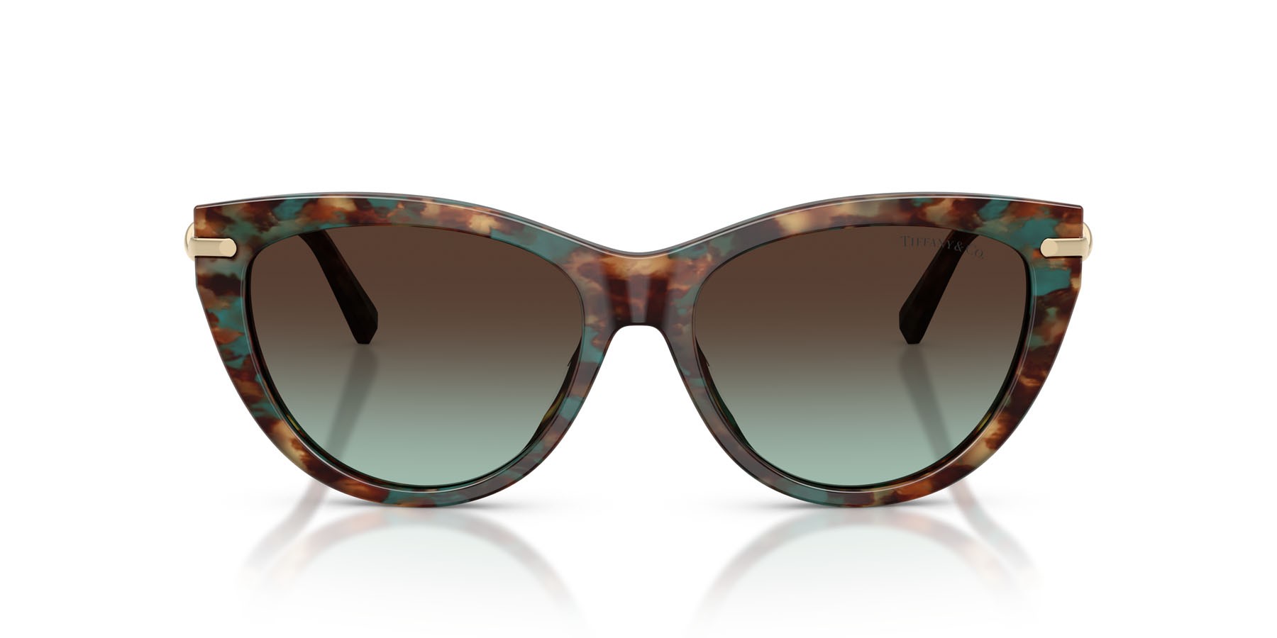 Occhiali da sole Tiffany TF 4253 (84425D) colore brown tiffany havana forma cat eye lenti azzurro sfumato marrone