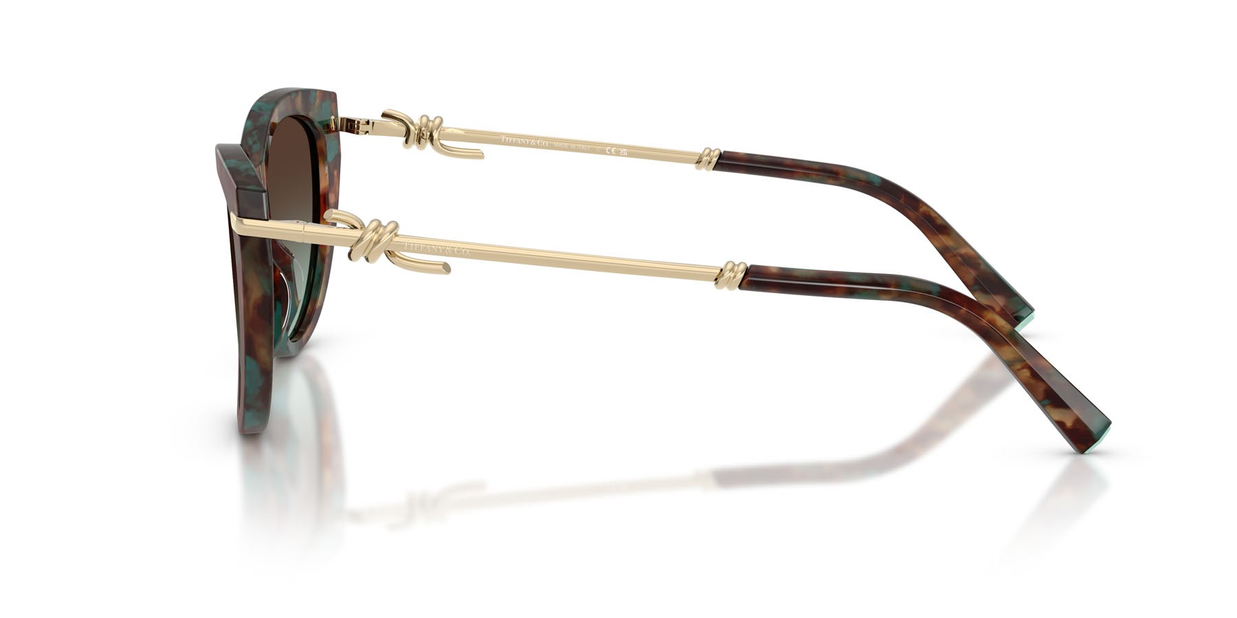 Occhiali da sole Tiffany TF 4253 (84425D) colore brown tiffany havana forma cat eye lenti azzurro sfumato marrone
