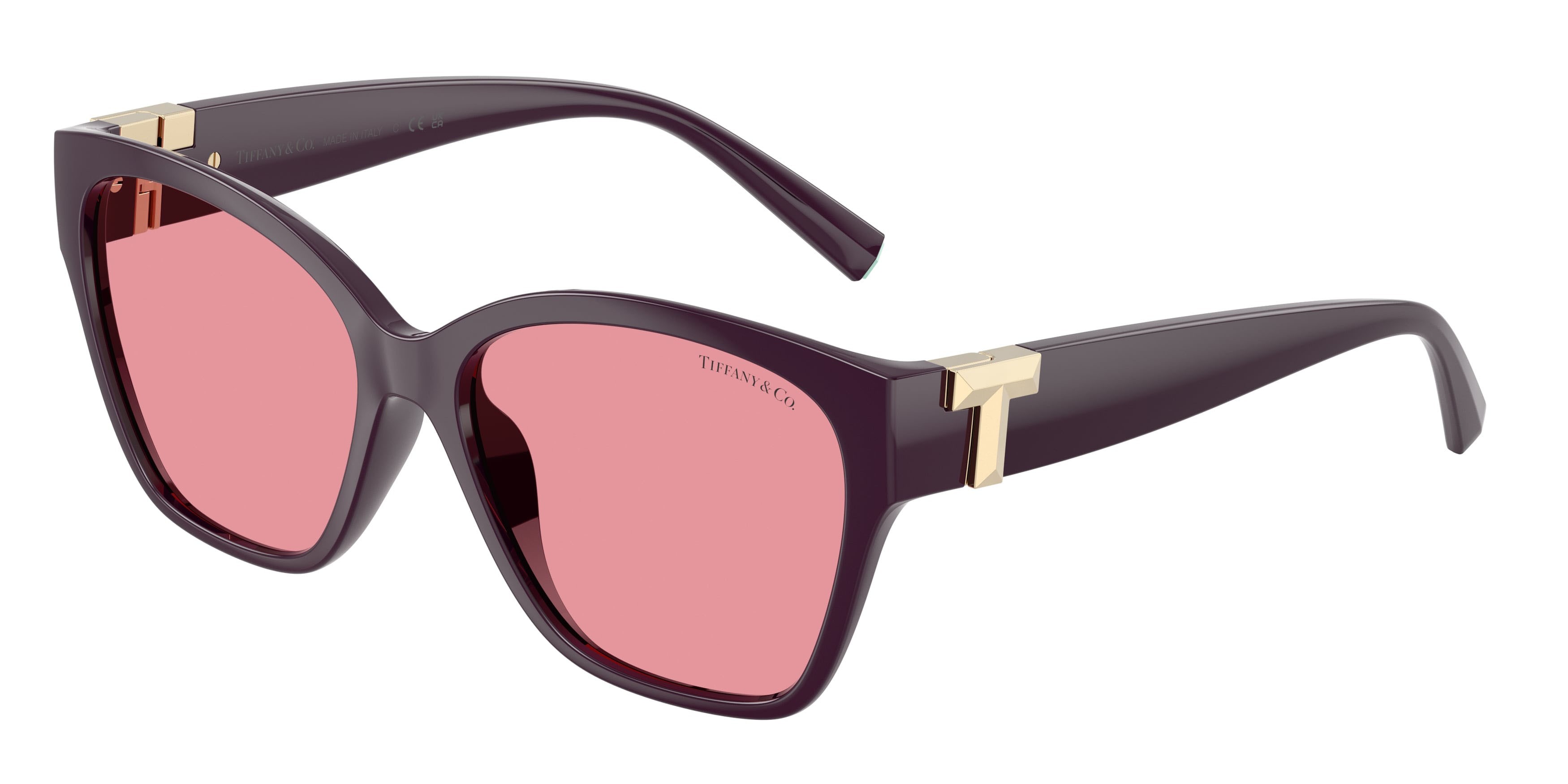 Occhiali da sole Tiffany TF 4254U (84279L) colore deep kunzite forma quadrato lenti rosa interno specchiato argento