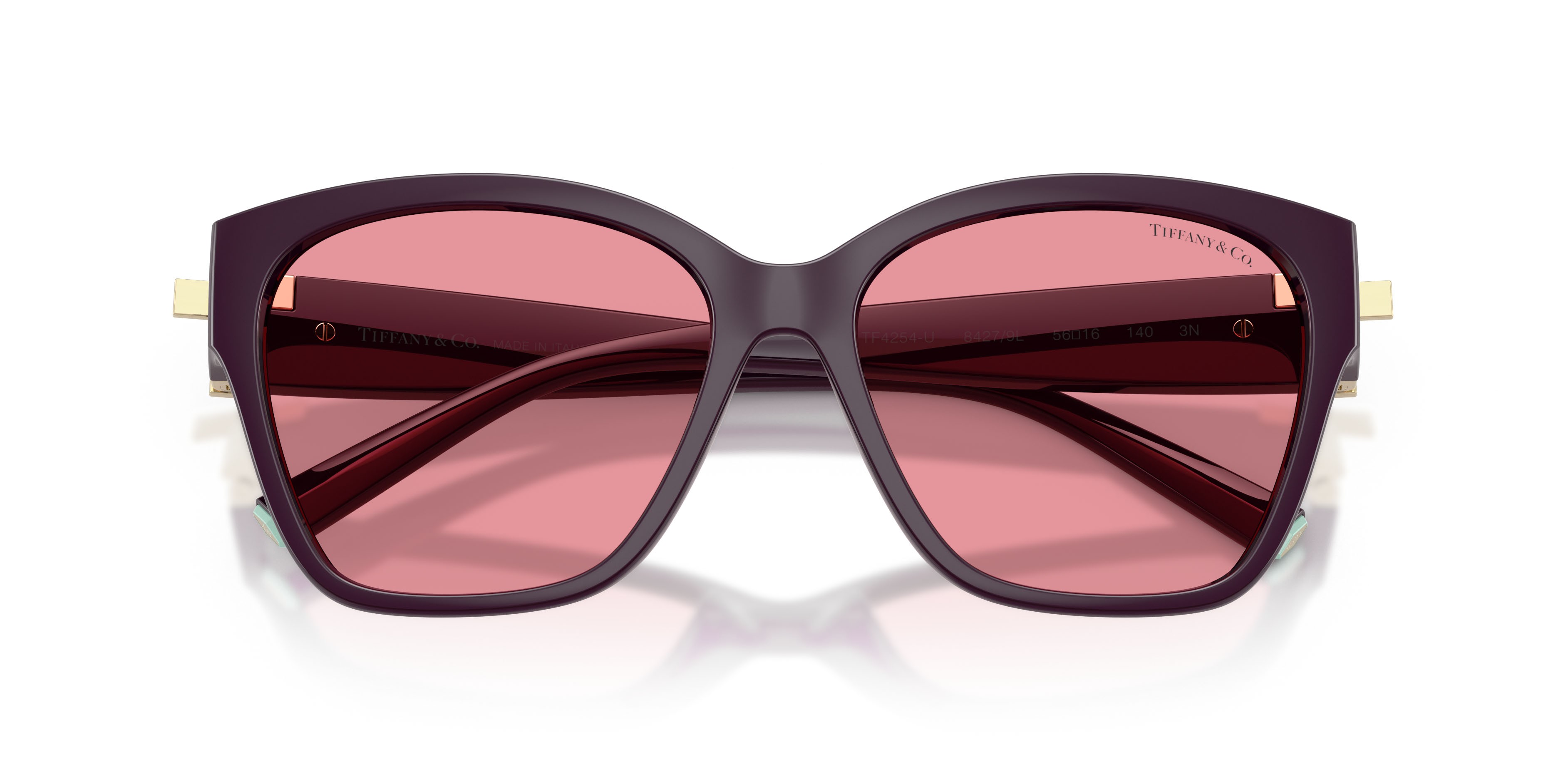 Occhiali da sole Tiffany TF 4254U (84279L) colore deep kunzite forma quadrato lenti rosa interno specchiato argento