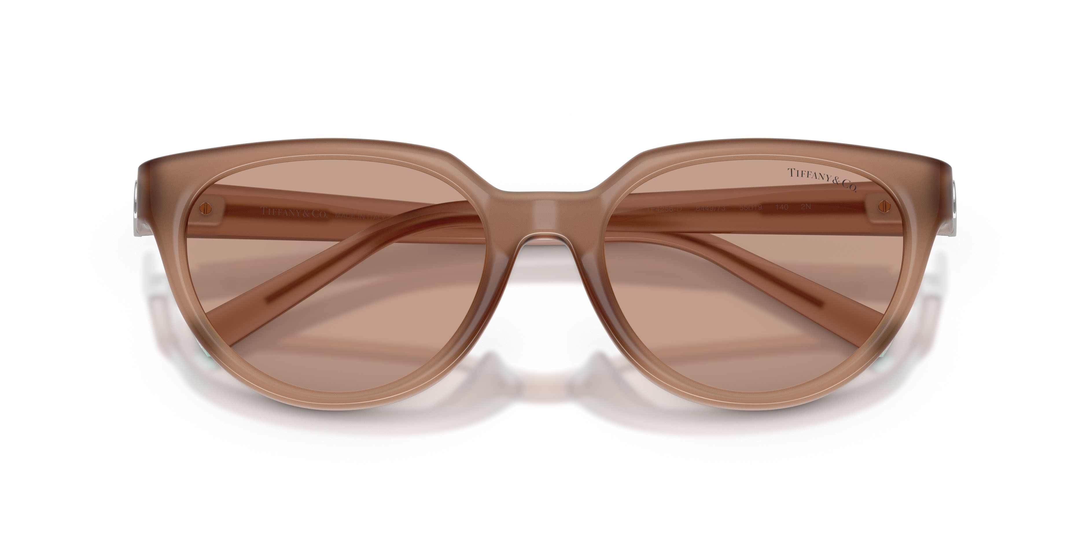 Occhiali da sole Tiffany TF 4256D (844973) colore coca cola sapphire forma cat eye lenti marrone