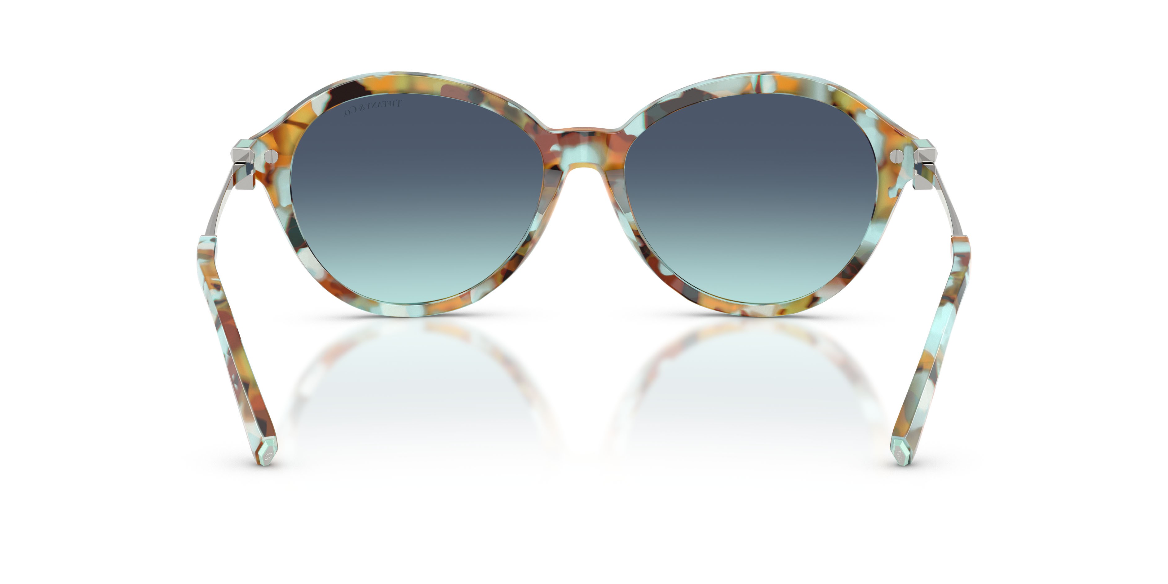 Sunglasses Tiffany TF 4259 (84419S) color blonde tiffany havana shape round lenses azzurro sfumato blu