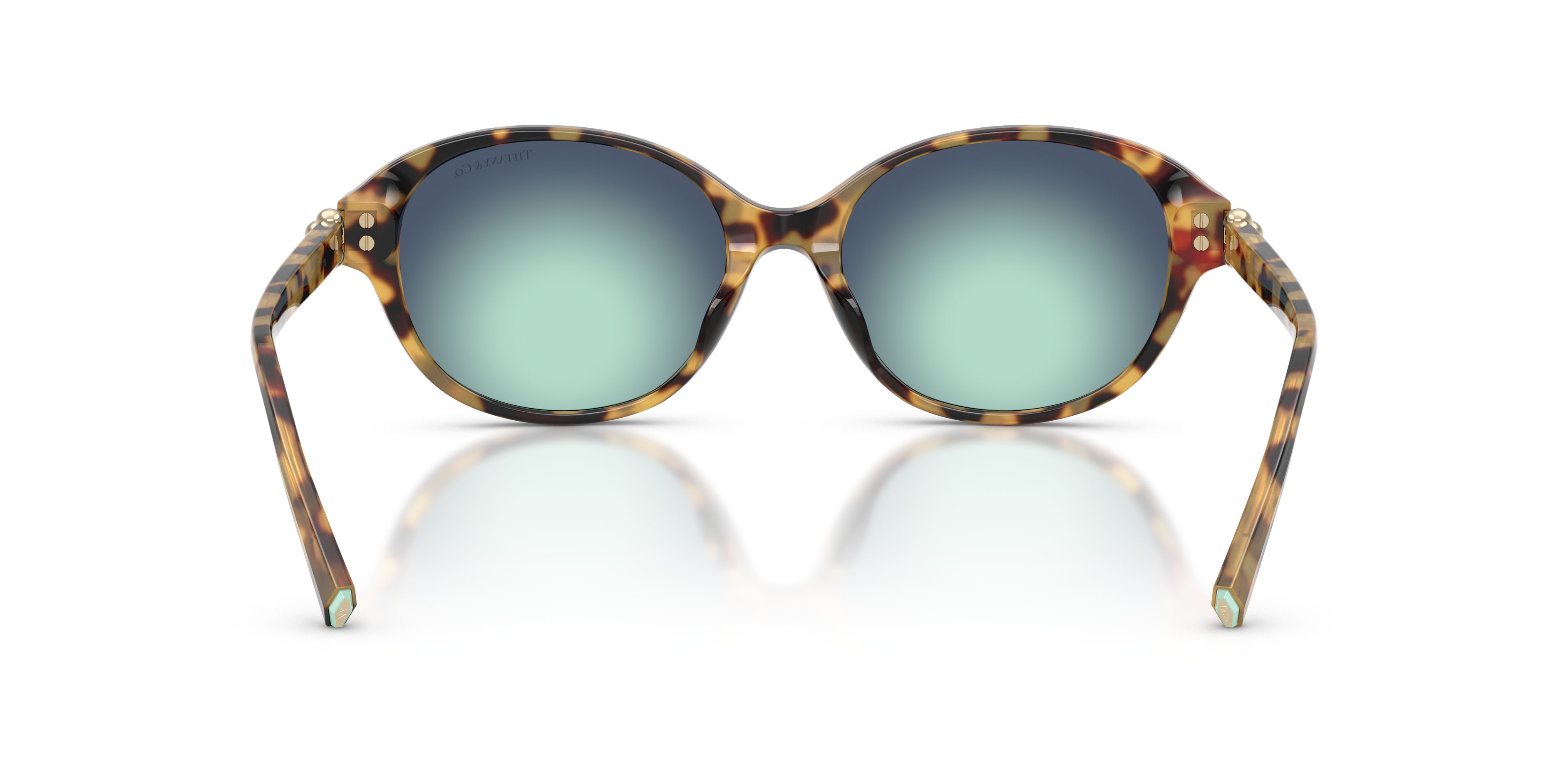Occhiali da sole Tiffany TF 4263D (80649S) colore havana dorato forma rotondo lenti blu sfumato