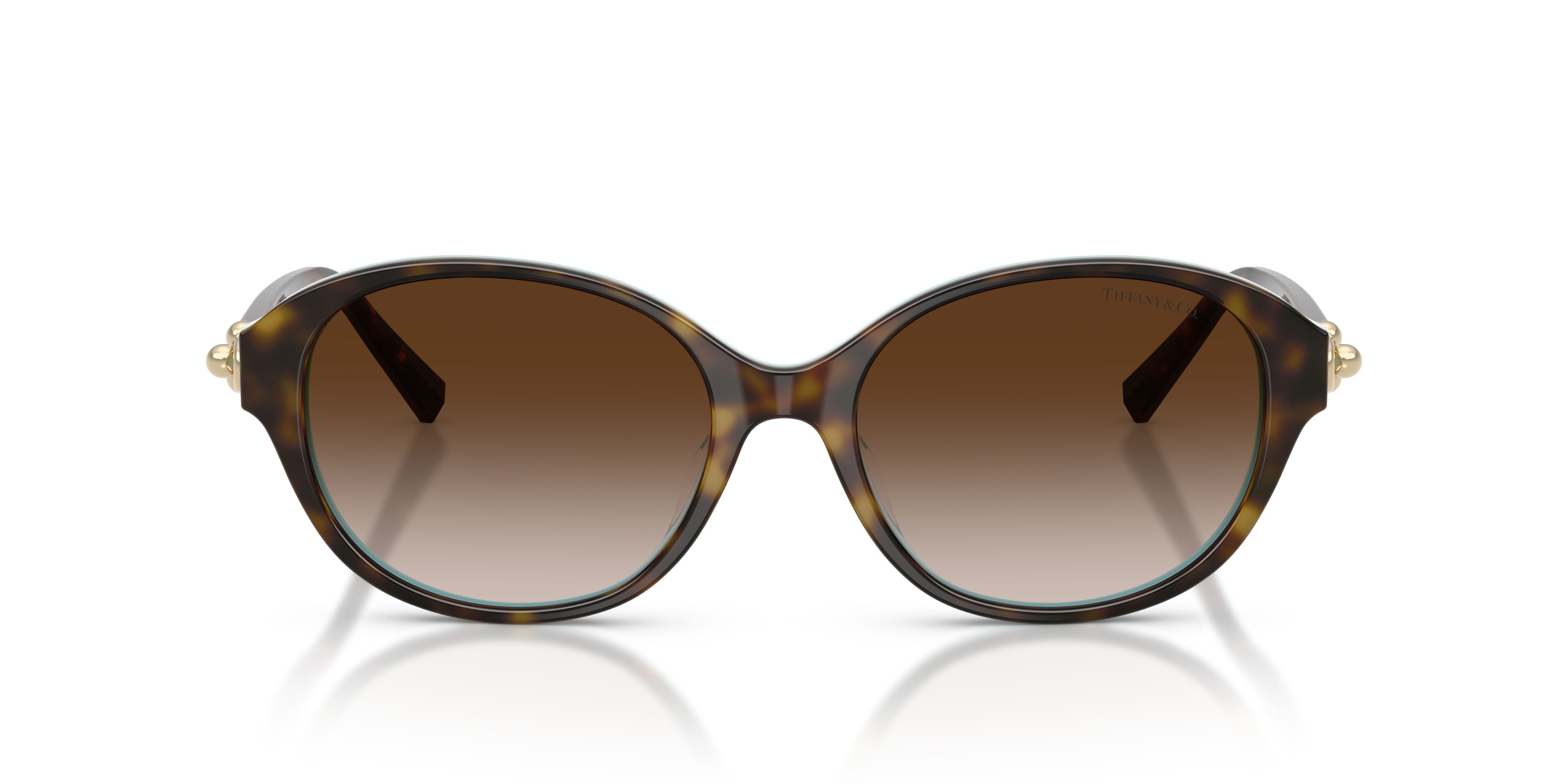 Occhiali da sole Tiffany TF 4263D (81343B) colore havana su blu tiffany forma rotondo lenti marrone sfumato