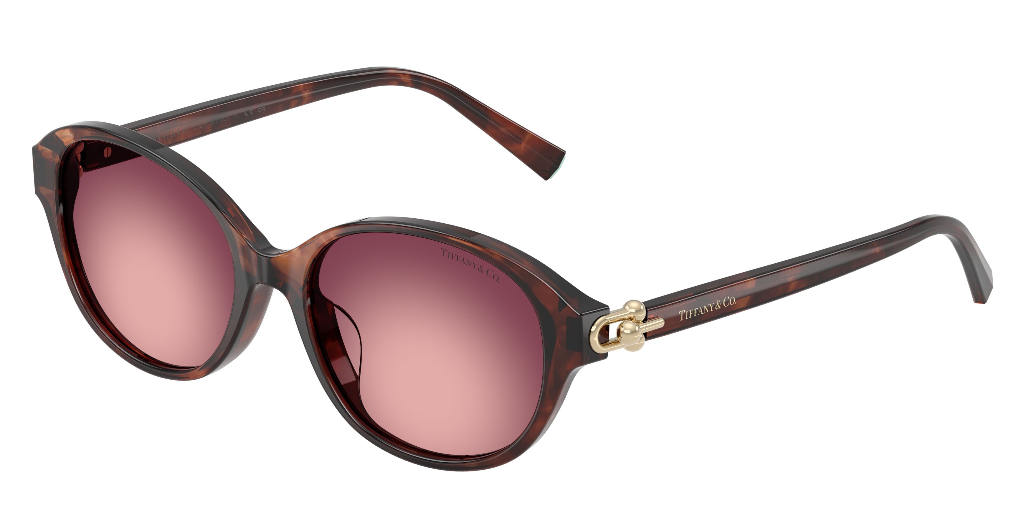 Sunglasses Tiffany TF 4263D (84218H) color havana marrone effetto maculato shape round lenses rosa/viola