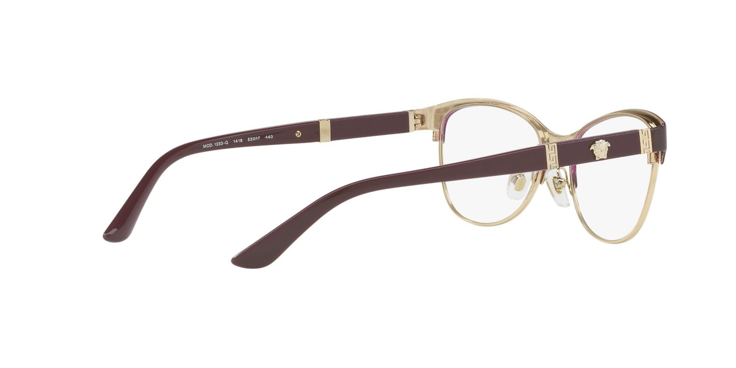 Brillen Versace VE 1233Q (1418) farbe viola/oro form unregelmäßig gläser lente demo