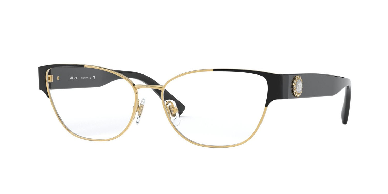Brillen Versace VE 1267B (1433) farbe oro/nero form quadratisch gläser lente demo