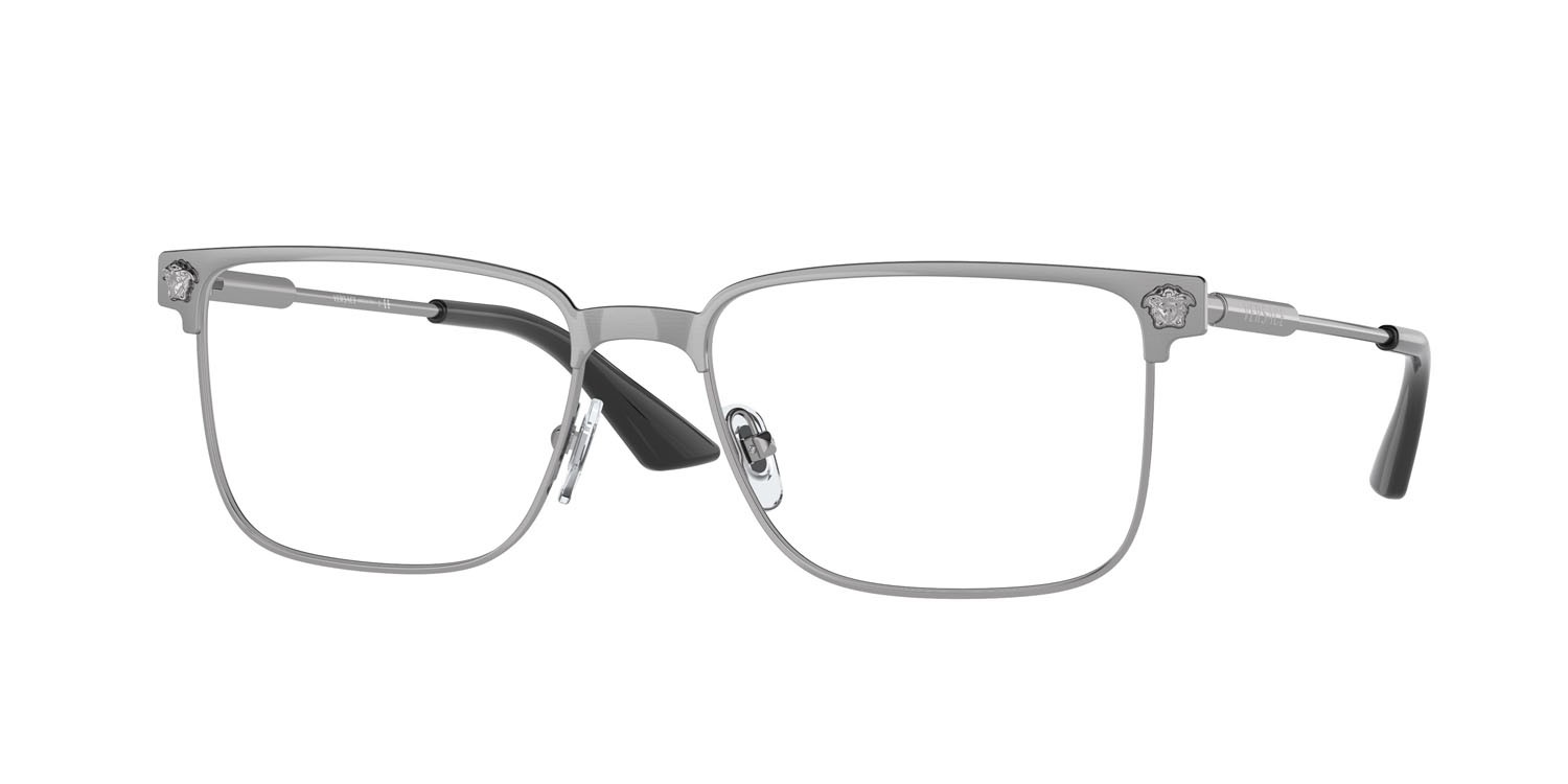 Occhiali da vista Versace VE 1276 (1262) colore gunmetal spazzolato forma rettangolare lenti lente demo