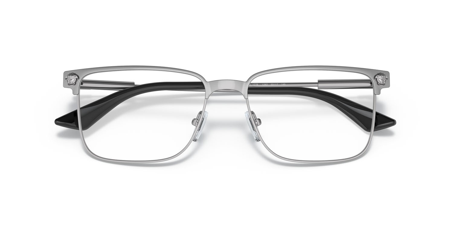 Occhiali da vista Versace VE 1276 (1262) colore gunmetal spazzolato forma rettangolare lenti lente demo
