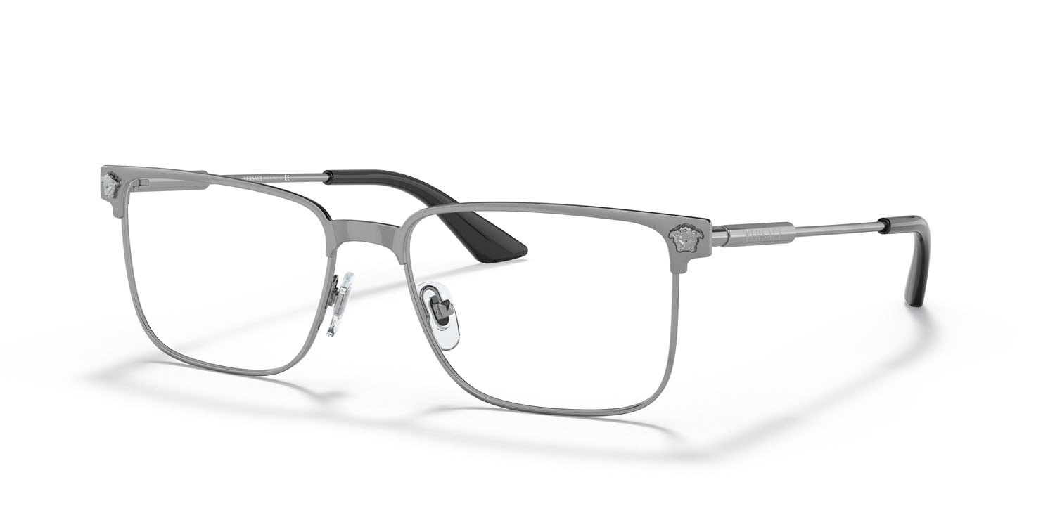 Occhiali da vista Versace VE 1276 (1262) colore gunmetal spazzolato forma rettangolare lenti lente demo