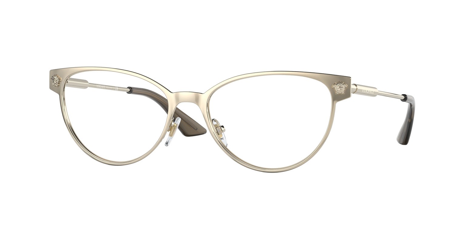Eyeglasses Versace VE 1277 (1252) color oro pallido shape irregular lenses lente demo
