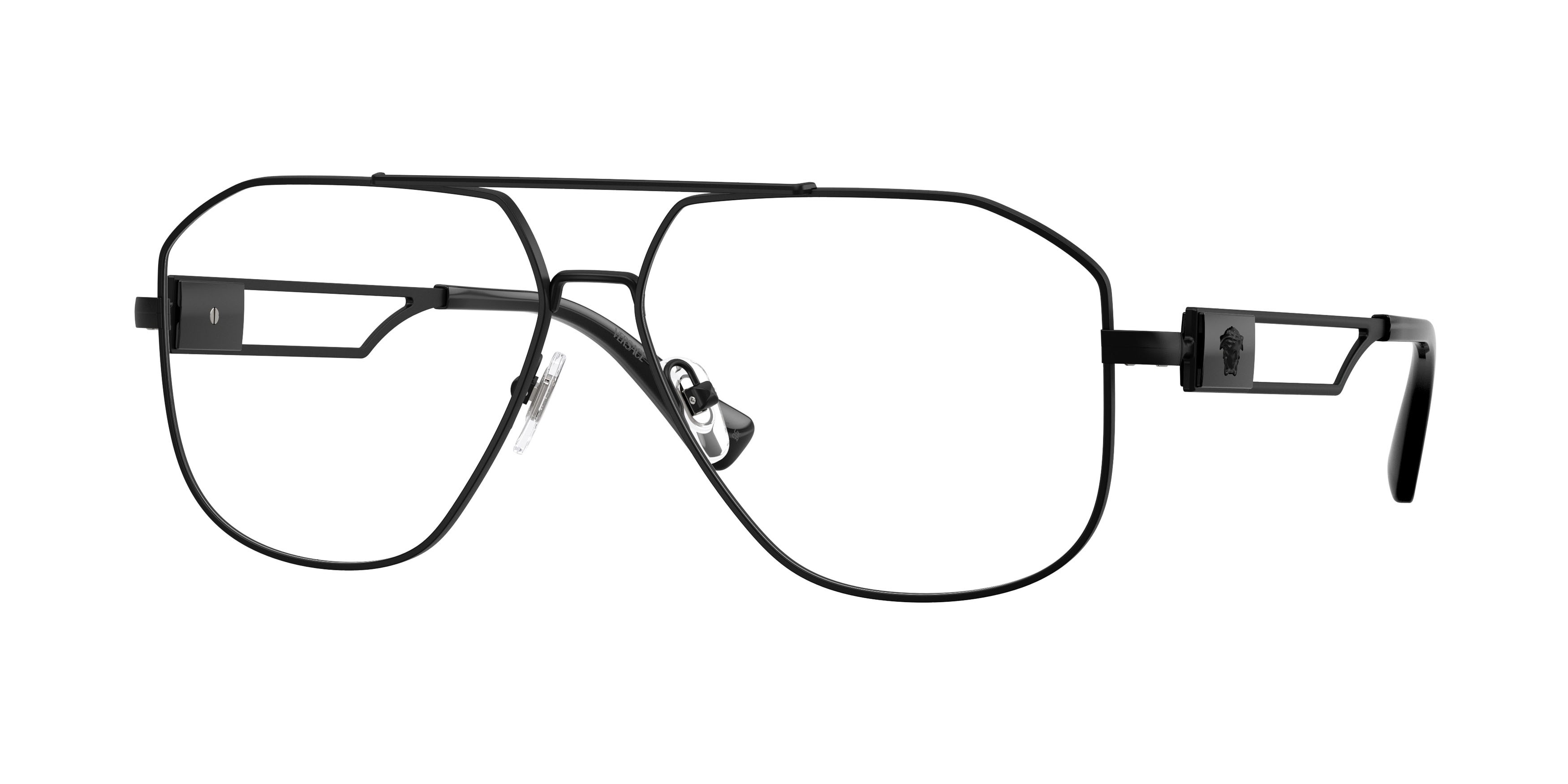Occhiali da vista Versace VE 1287 (1261) colore nero opaco forma aviator lenti lente demo