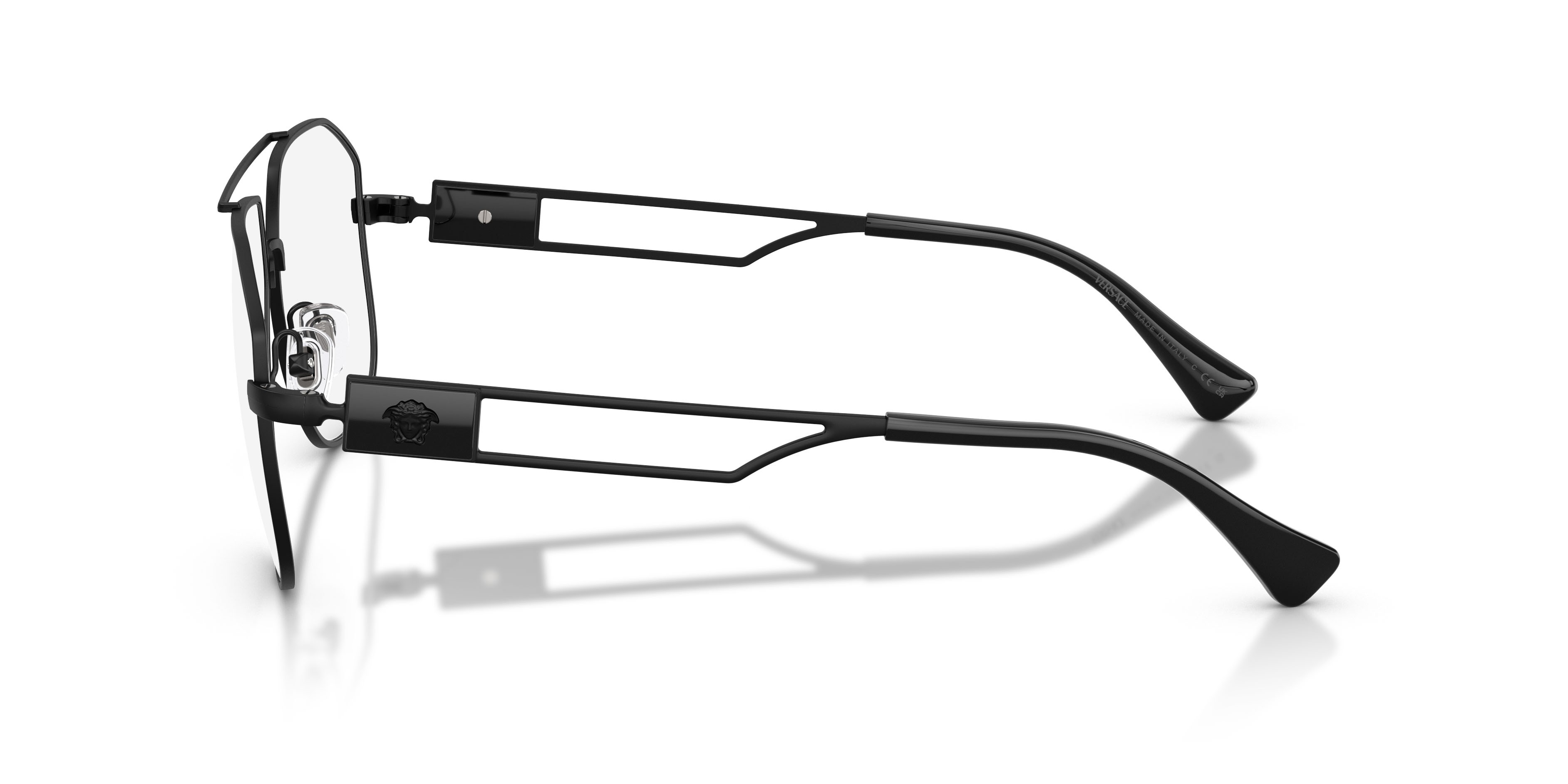 Occhiali da vista Versace VE 1287 (1261) colore nero opaco forma aviator lenti lente demo