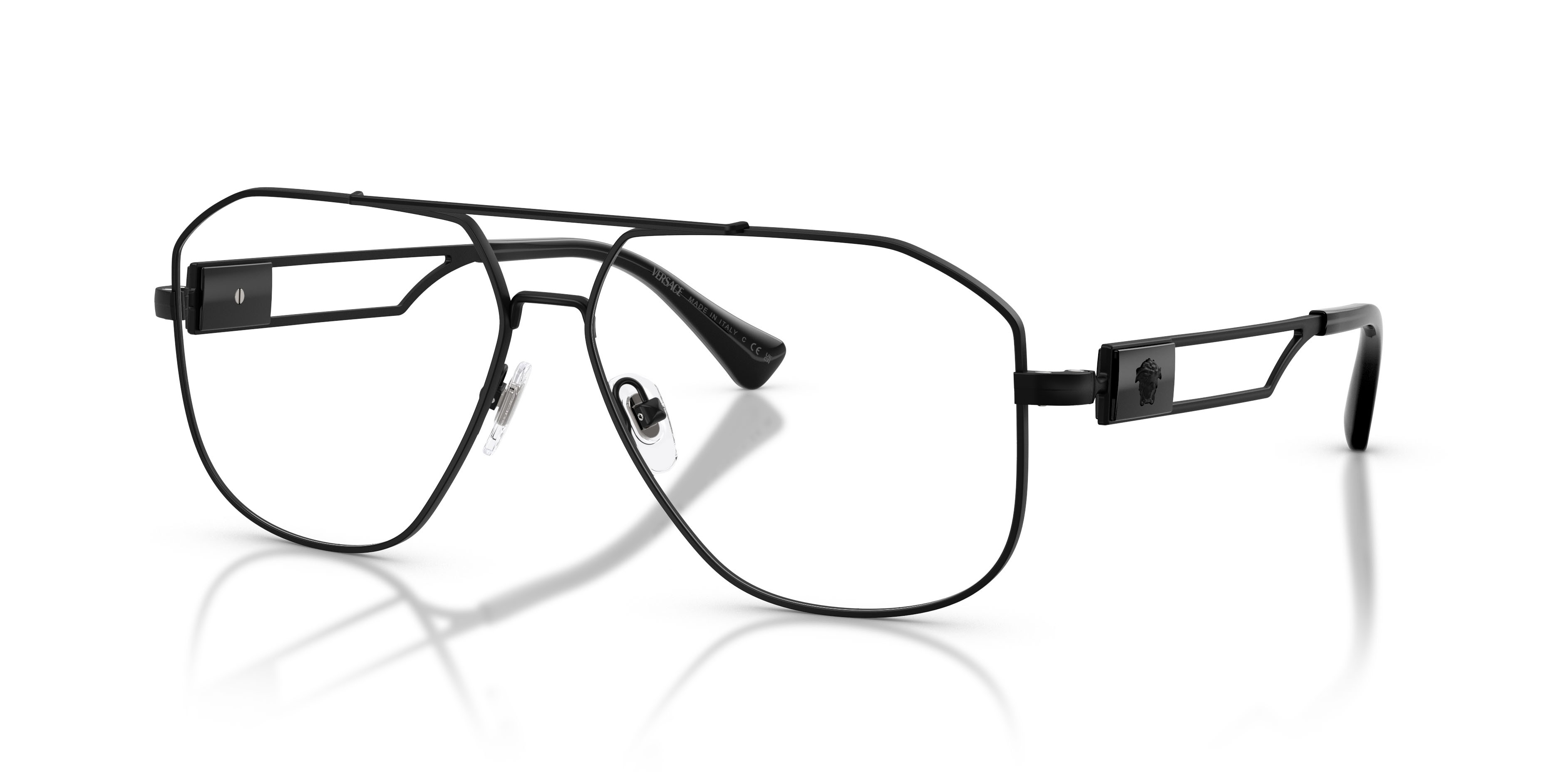 Occhiali da vista Versace VE 1287 (1261) colore nero opaco forma aviator lenti lente demo