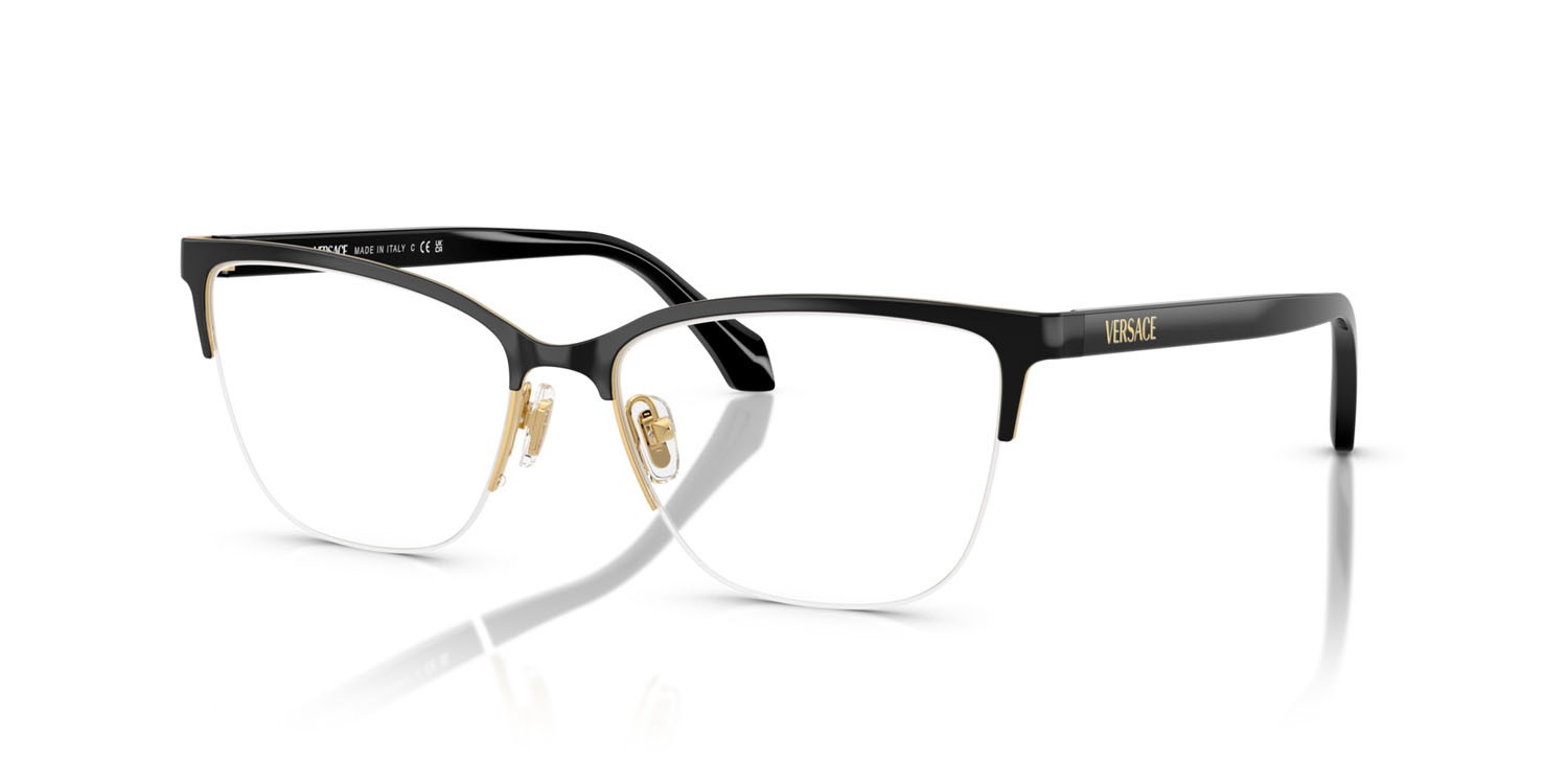 Eyeglasses Versace VE 1304 (1433) color oro/nero shape cat eye lenses lente demo