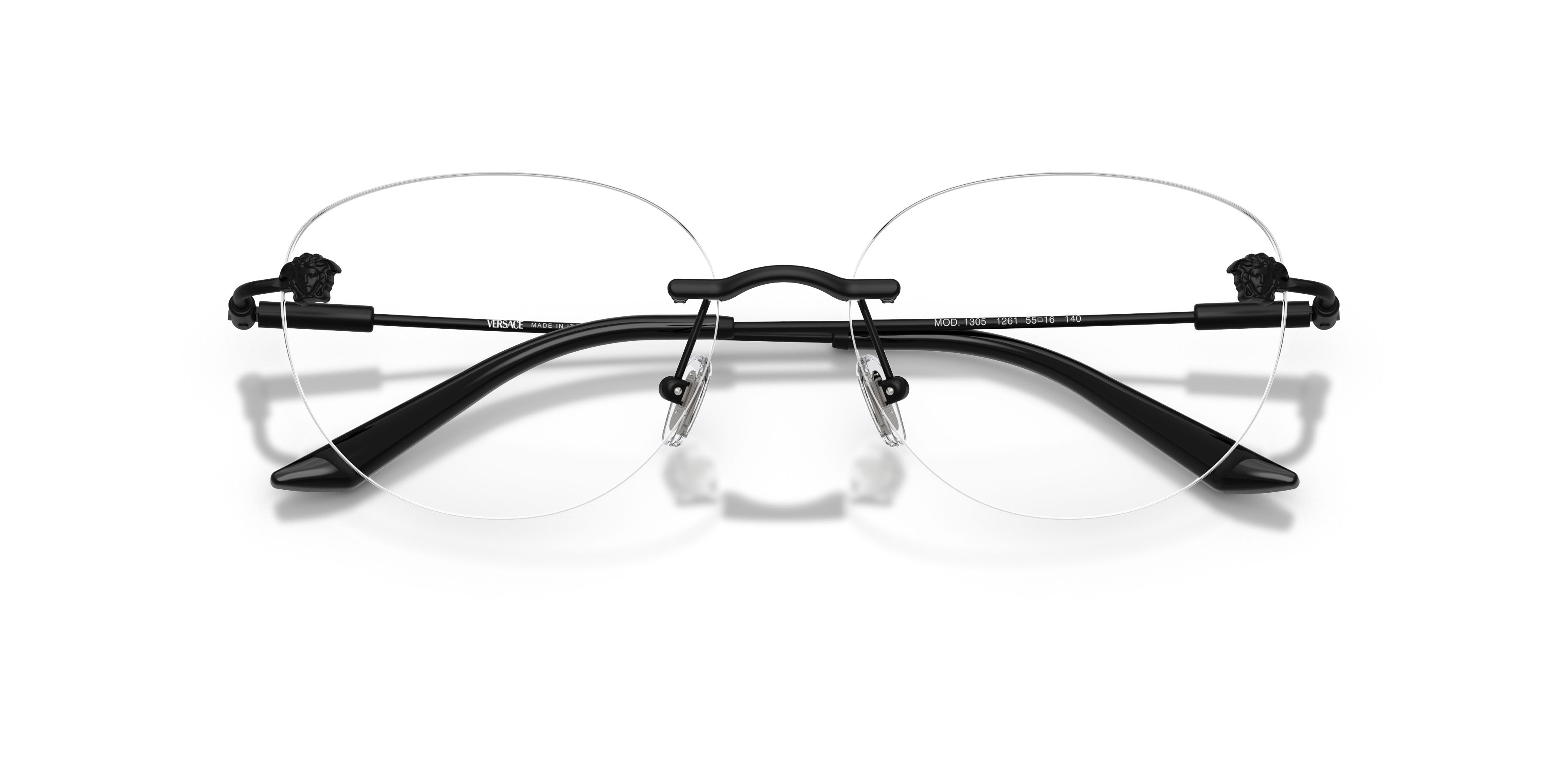Eyeglasses Versace VE 1305 (1261) color nero opaco shape round lenses lente demo