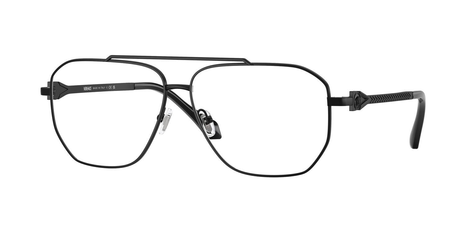Occhiali da vista Versace VE 1307 (1436) colore nero opaco forma aviator lenti lente demo