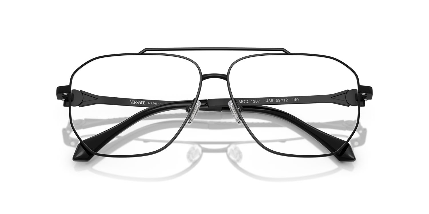 Occhiali da vista Versace VE 1307 (1436) colore nero opaco forma aviator lenti lente demo