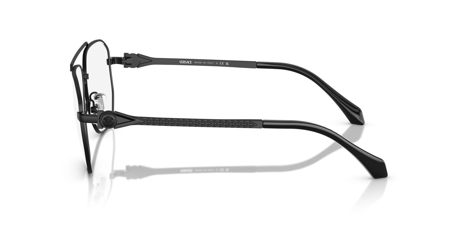 Occhiali da vista Versace VE 1307 (1436) colore nero opaco forma aviator lenti lente demo