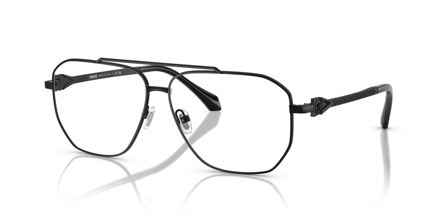Occhiali da vista Versace VE 1307 (1436) colore nero opaco forma aviator lenti lente demo
