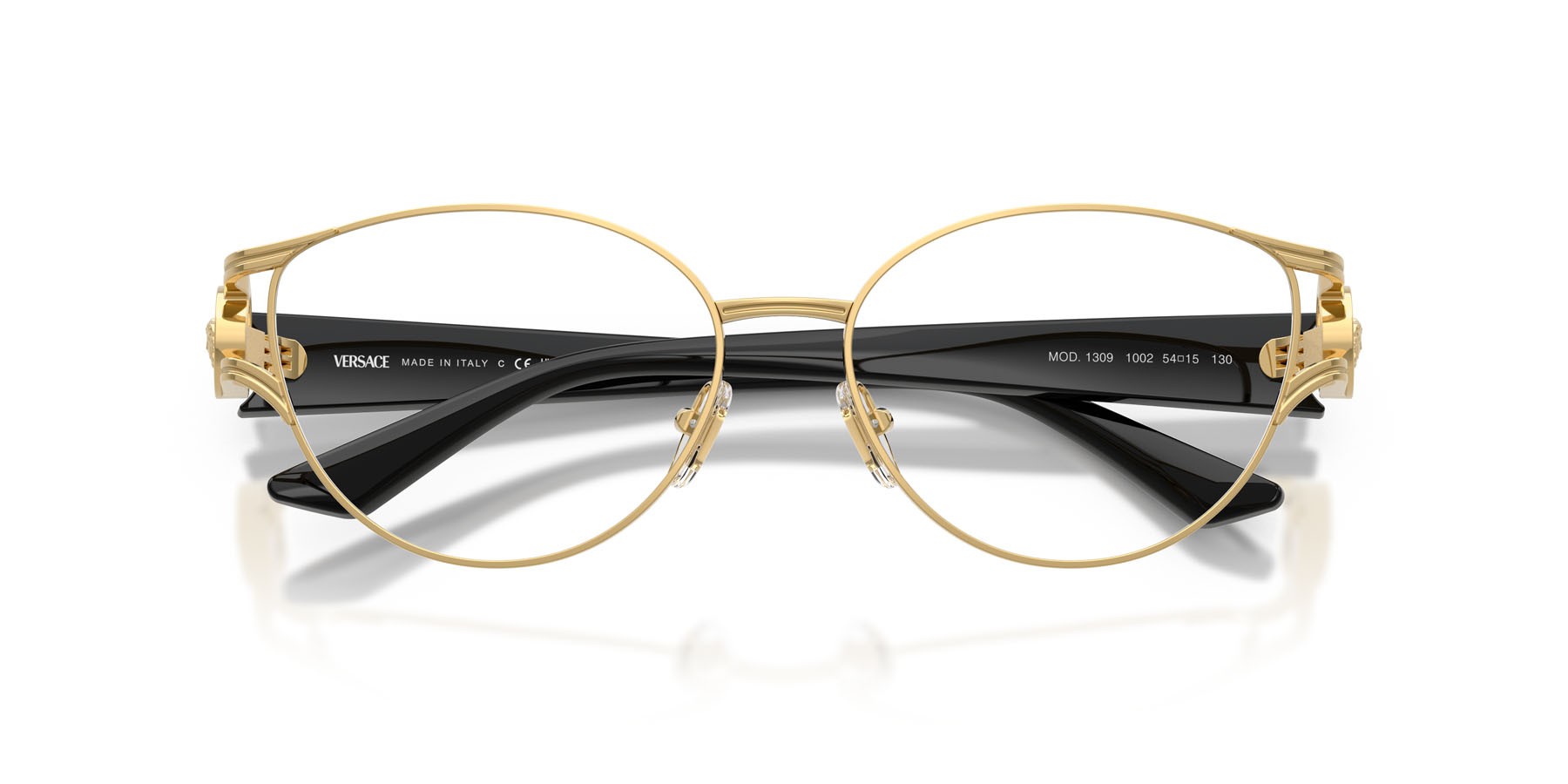 Occhiali da vista Versace VE 1309 (1002) colore oro forma cat eye lenti lente demo