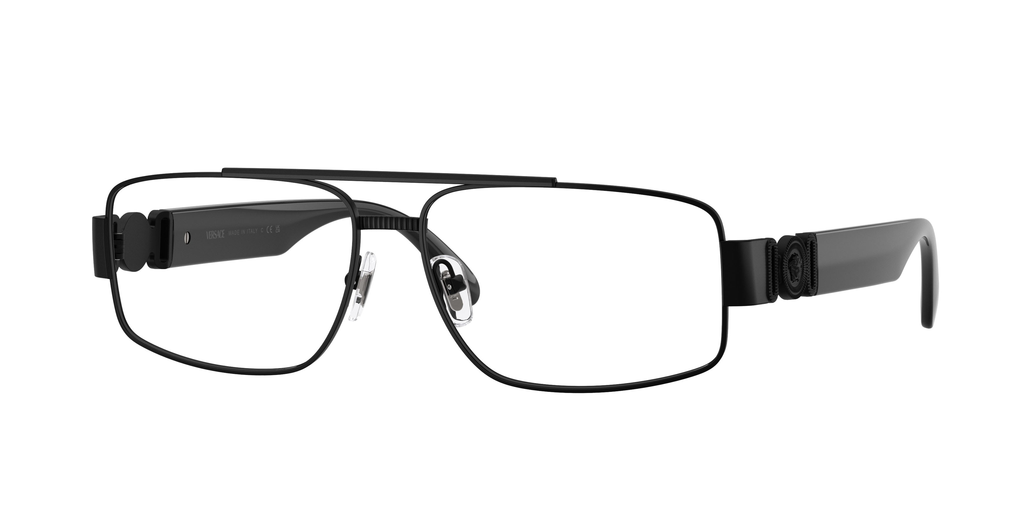 Eyeglasses Versace VE 1317 (1436) color nero opaco shape rectangle lenses lente demo
