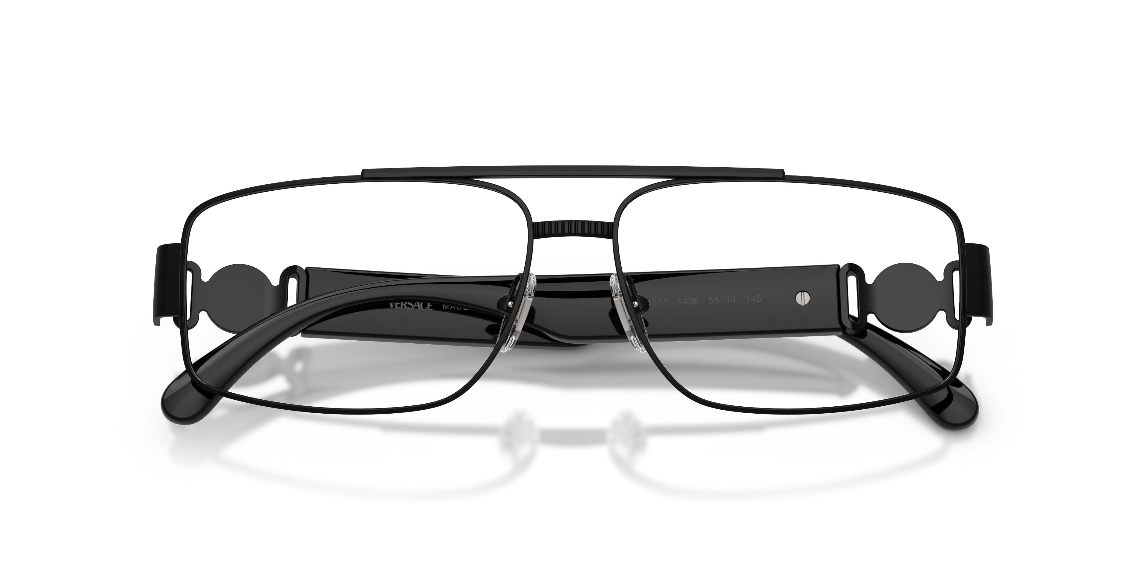 Eyeglasses Versace VE 1317 (1436) color nero opaco shape rectangle lenses lente demo