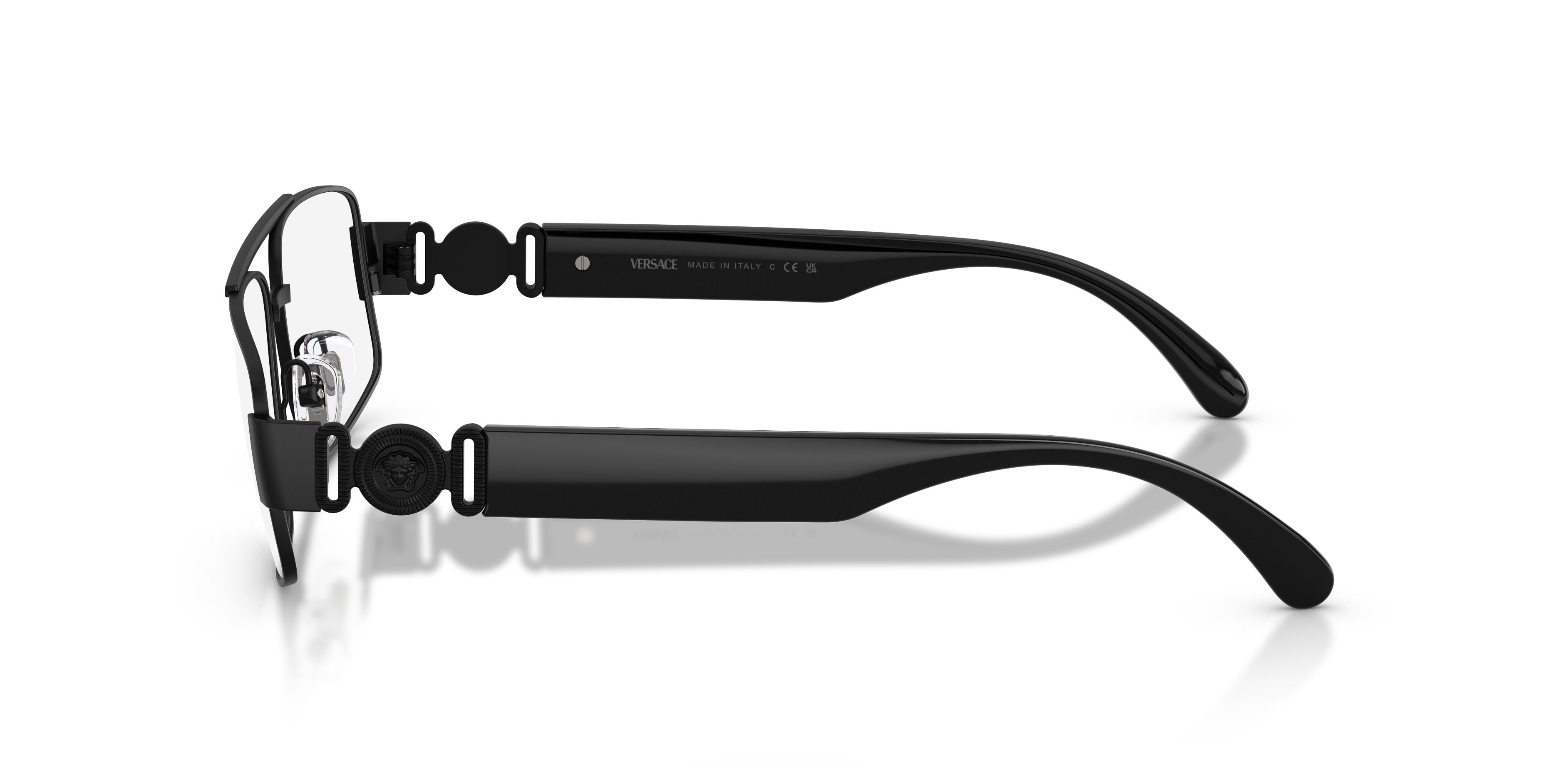 Eyeglasses Versace VE 1317 (1436) color nero opaco shape rectangle lenses lente demo