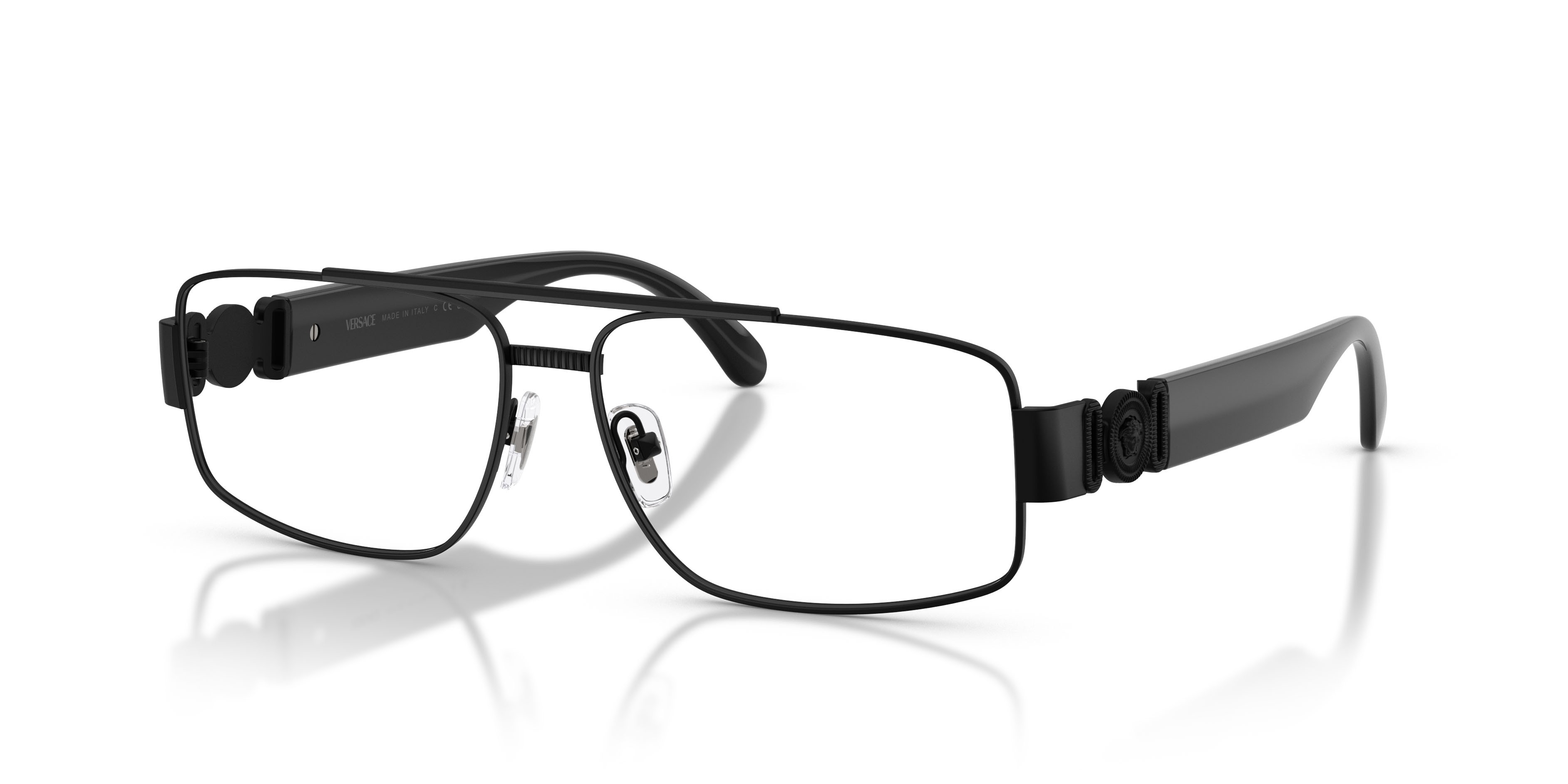 Eyeglasses Versace VE 1317 (1436) color nero opaco shape rectangle lenses lente demo