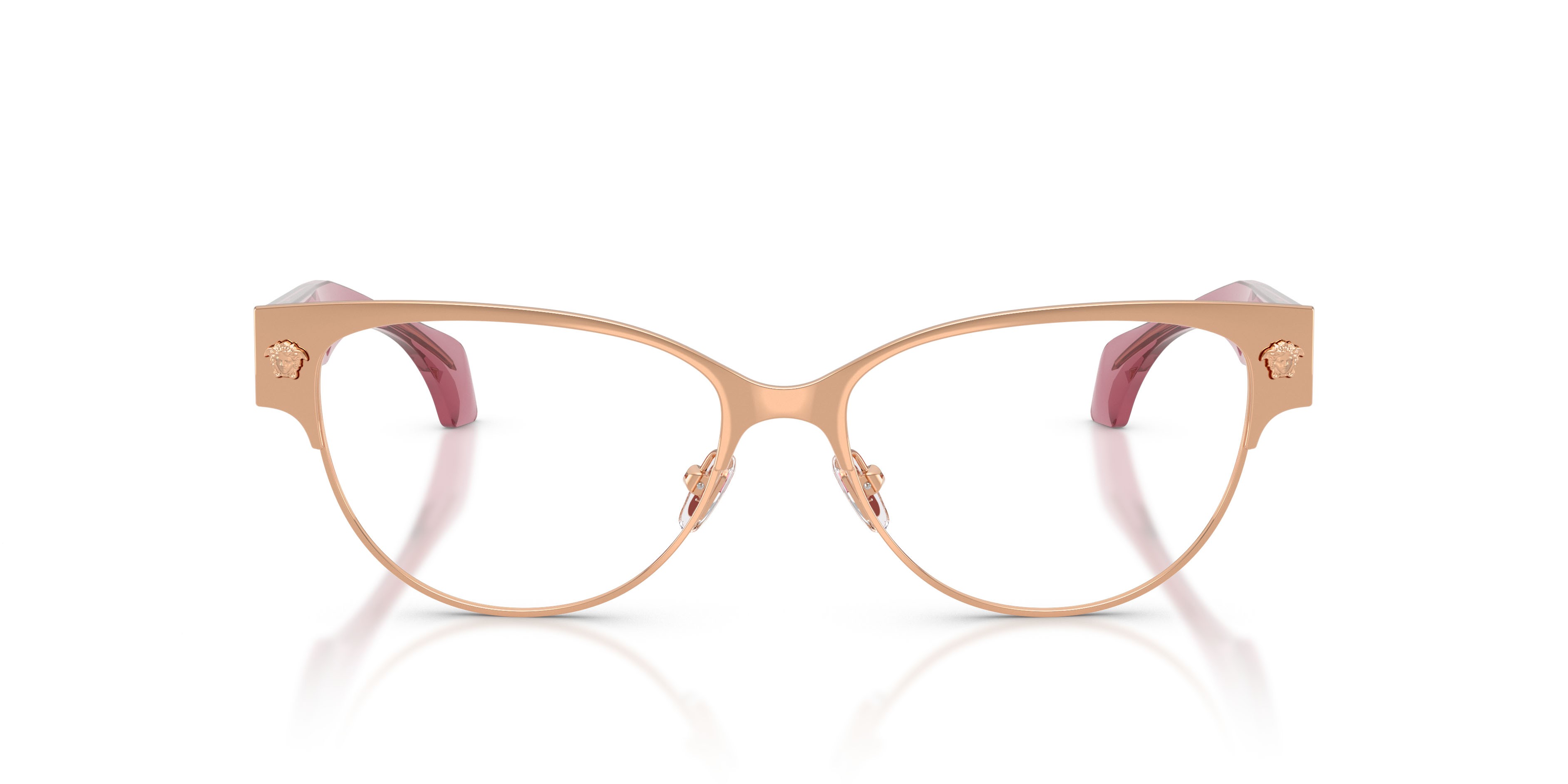 Occhiali da vista Versace VE 1318 (1412) colore oro rose forma cat eye lenti lente demo