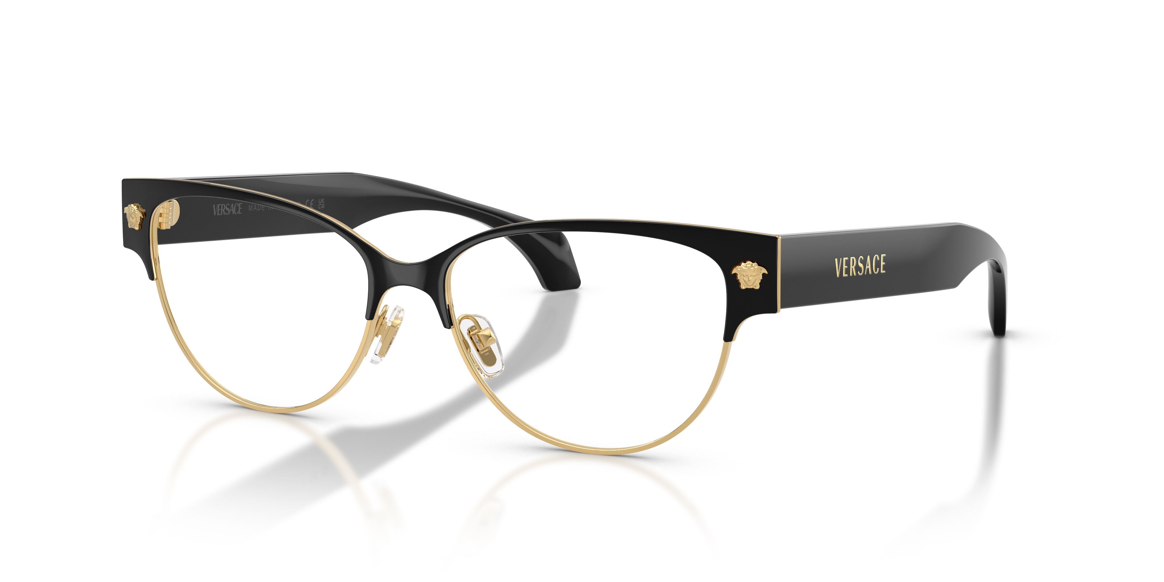 Eyeglasses Versace VE 1318 (1433) color nero/oro shape cat eye lenses lente demo