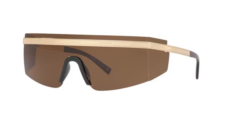 Sonnenbrillen Versace VE 2208 (10023G) farbe oro form unregelmäßig gläser marrone scuro