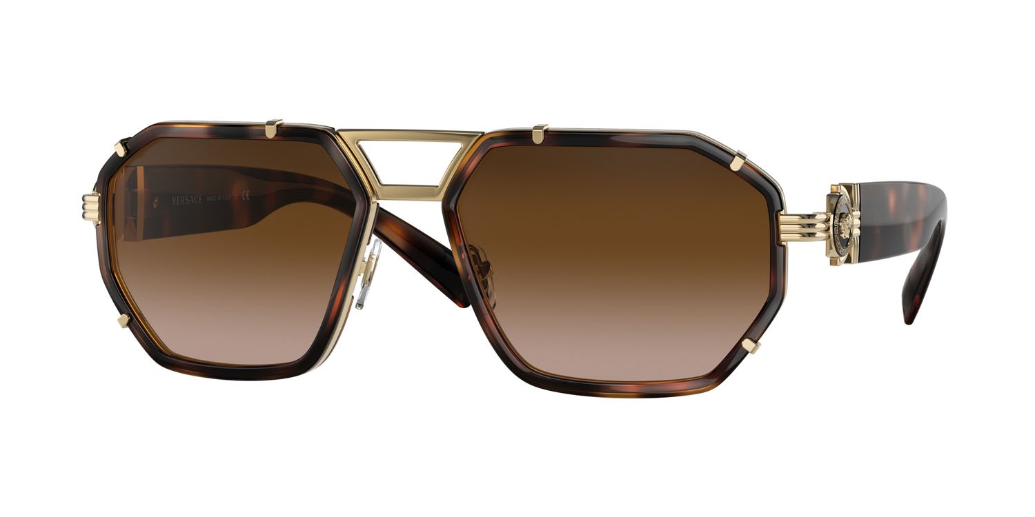 Sunglasses Versace VE 2228 (100213) color havana shape irregular lenses marrone sfumato