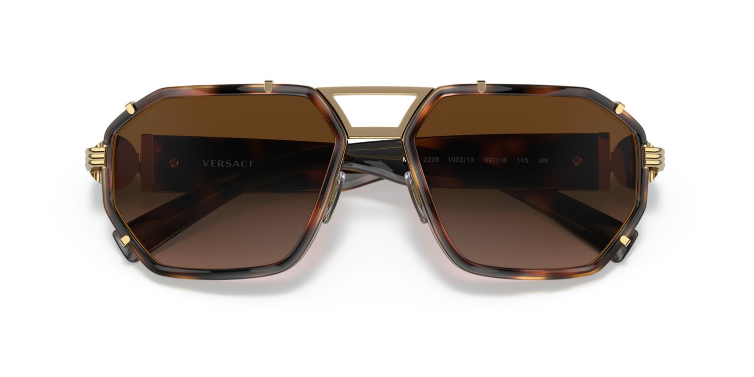 Sunglasses Versace VE 2228 (100213) color havana shape irregular lenses marrone sfumato