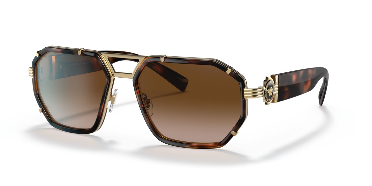 Sunglasses Versace VE 2228 (100213) color havana shape irregular lenses marrone sfumato