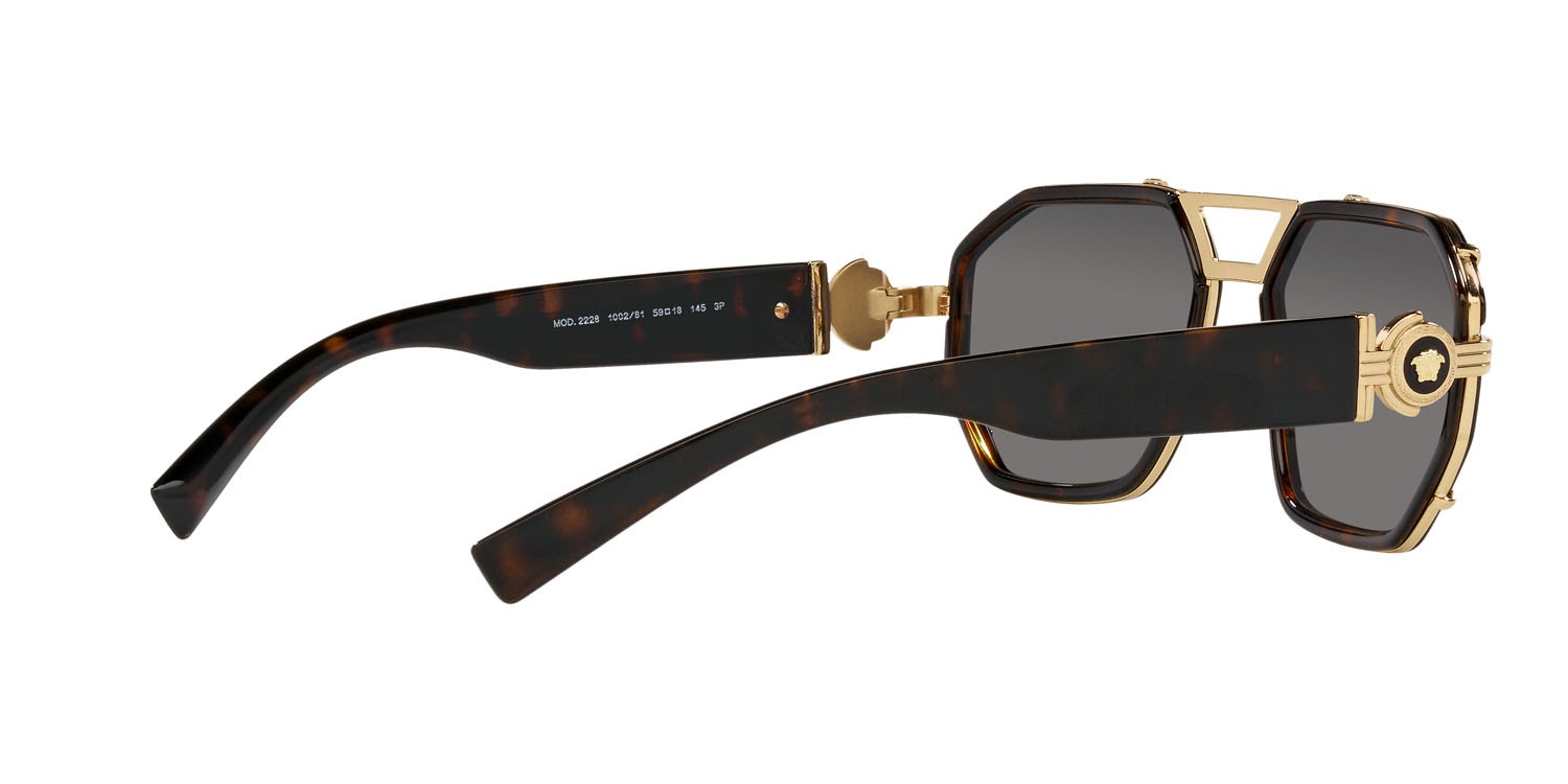 Sonnenbrillen Versace VE 2228 (100281) farbe havana form unregelmäßig gläser polar grigio scuro
