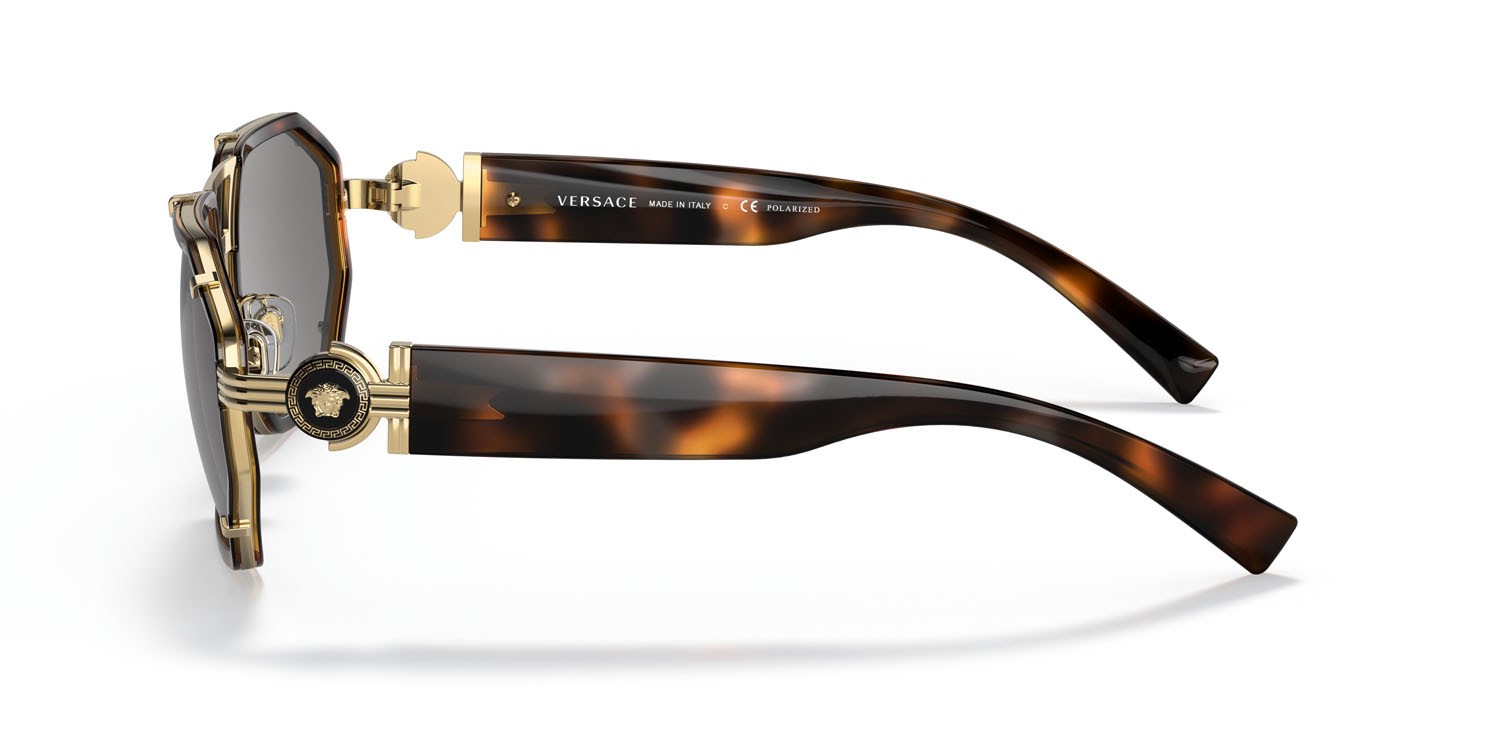 Sonnenbrillen Versace VE 2228 (100281) farbe havana form unregelmäßig gläser polar grigio scuro