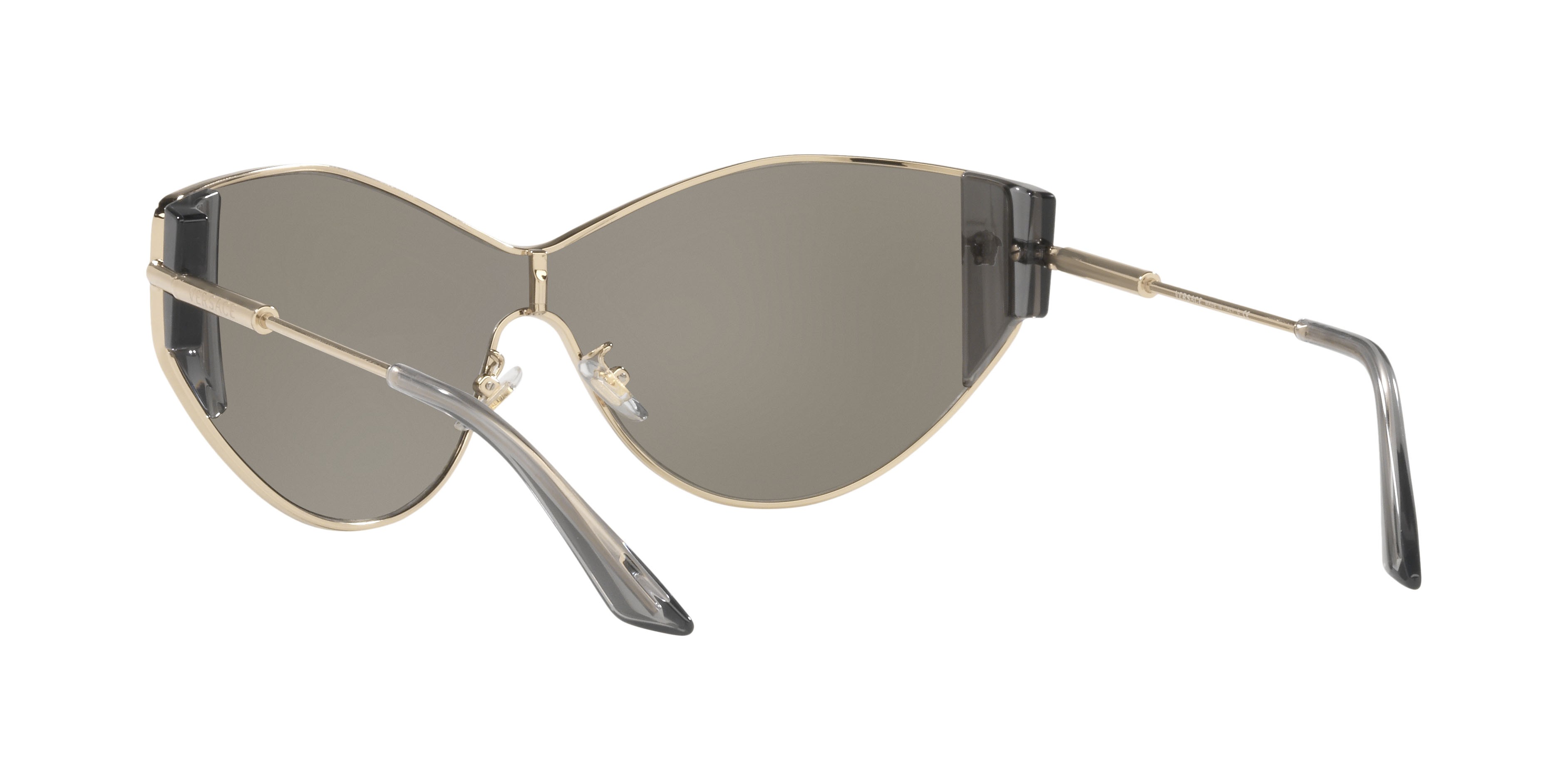 Occhiali da sole Versace VE 2239 (12526G) colore oro pallido forma ovale lenti grigio chiaro specchiato argento