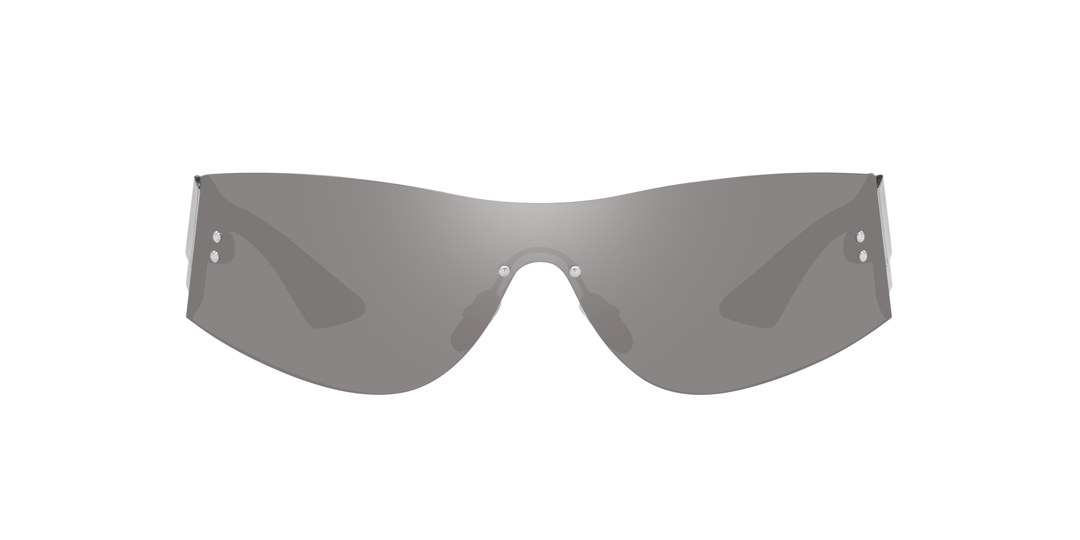 Sunglasses Versace VE 2241 (10006G) color argento a specchio shape irregular lenses grigio chiaro specchiato argento