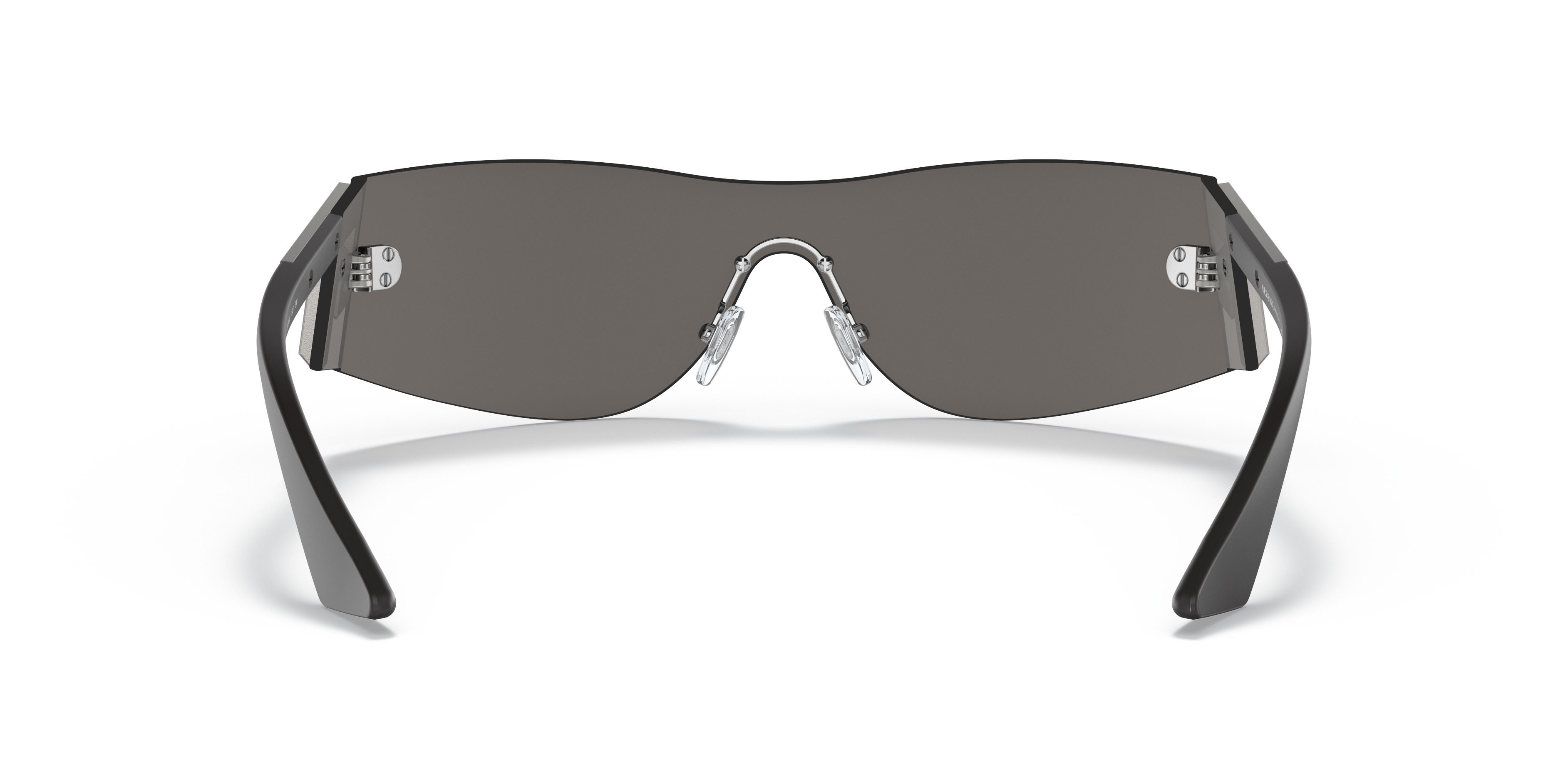 Sunglasses Versace VE 2241 (10006G) color argento a specchio shape irregular lenses grigio chiaro specchiato argento