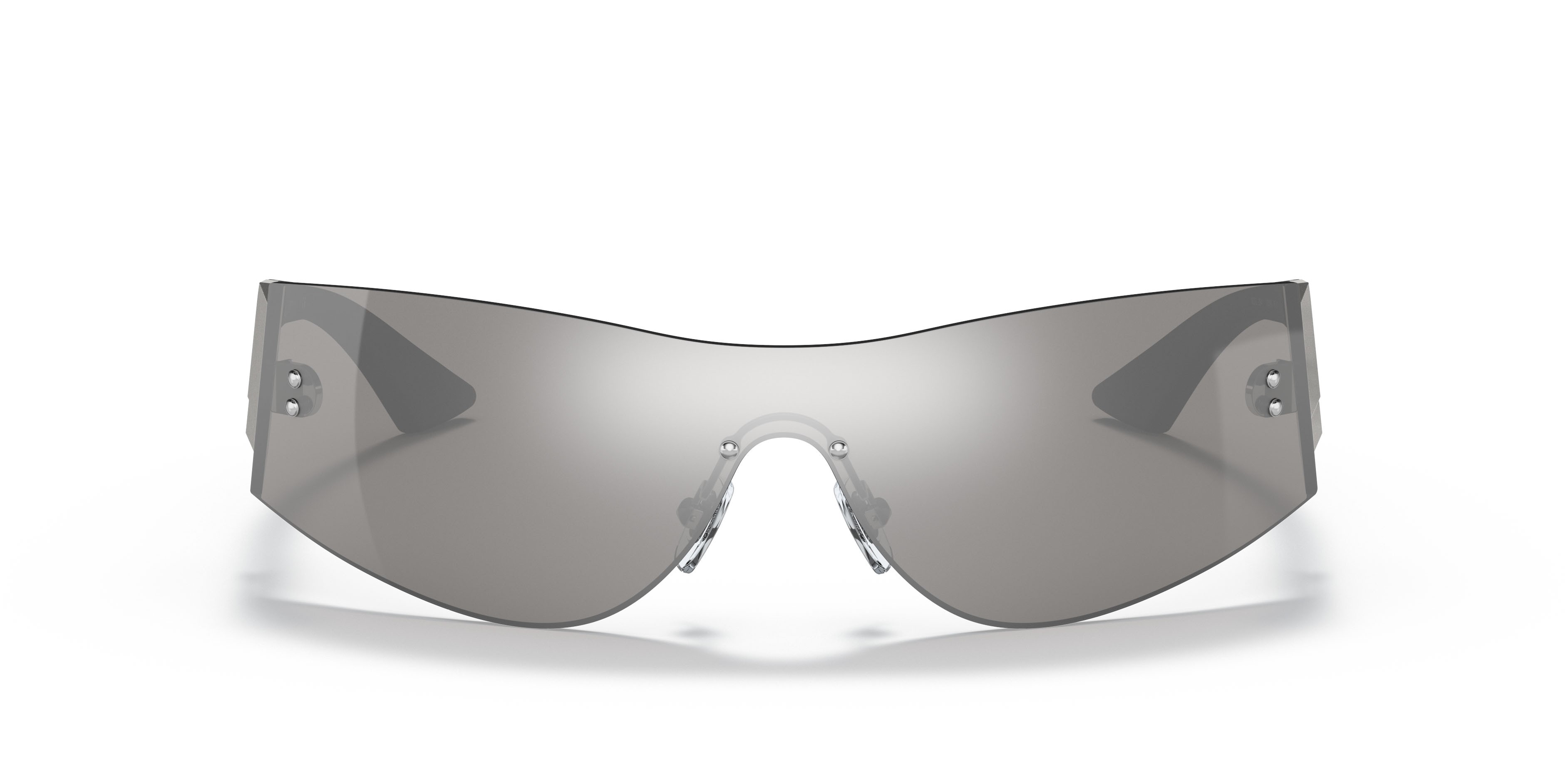 Sunglasses Versace VE 2241 (10006G) color argento a specchio shape irregular lenses grigio chiaro specchiato argento