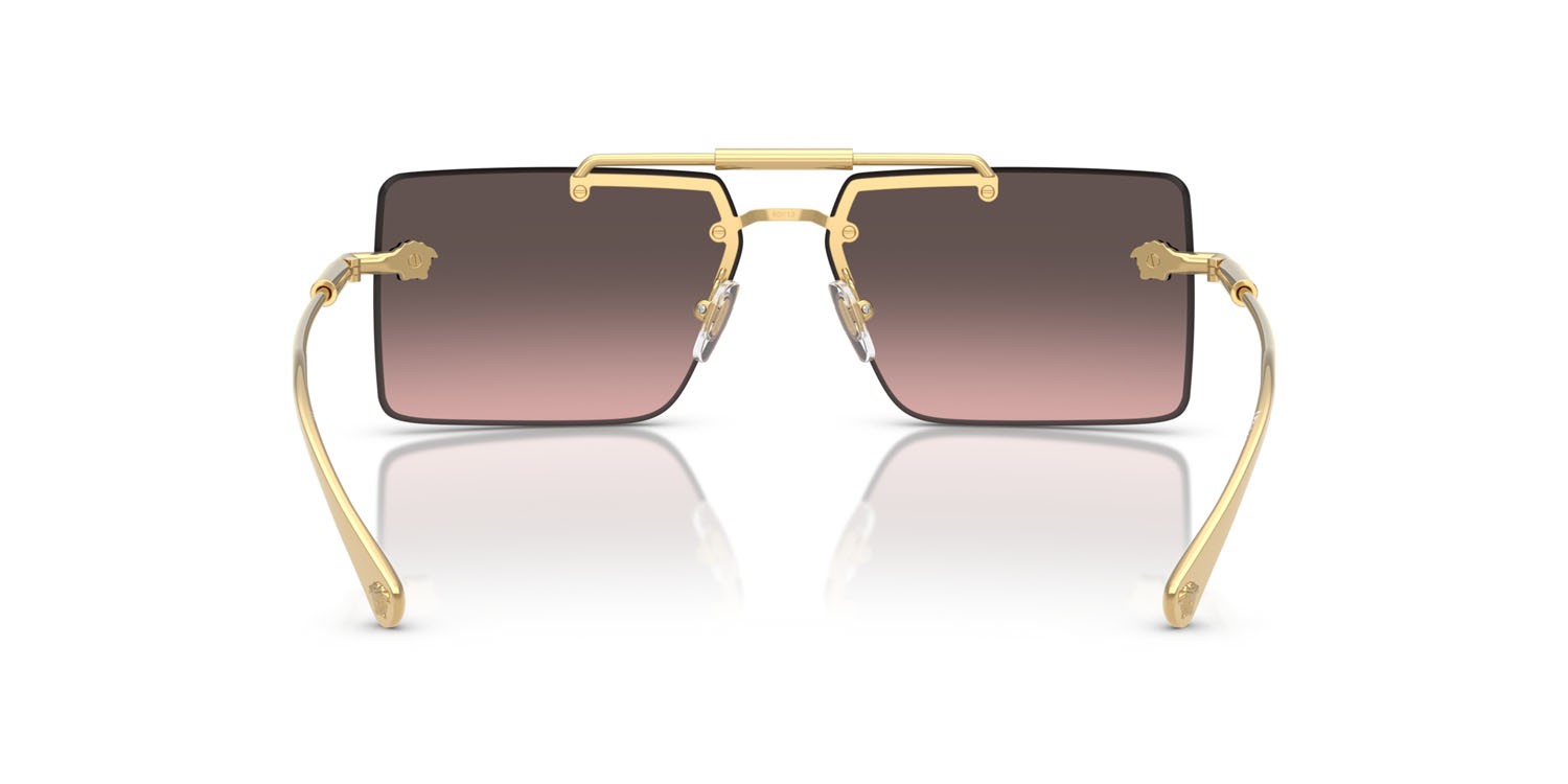 Occhiali da sole Versace VE 2245 (100258) colore oro forma rettangolare lenti pink gradient grey flash silver