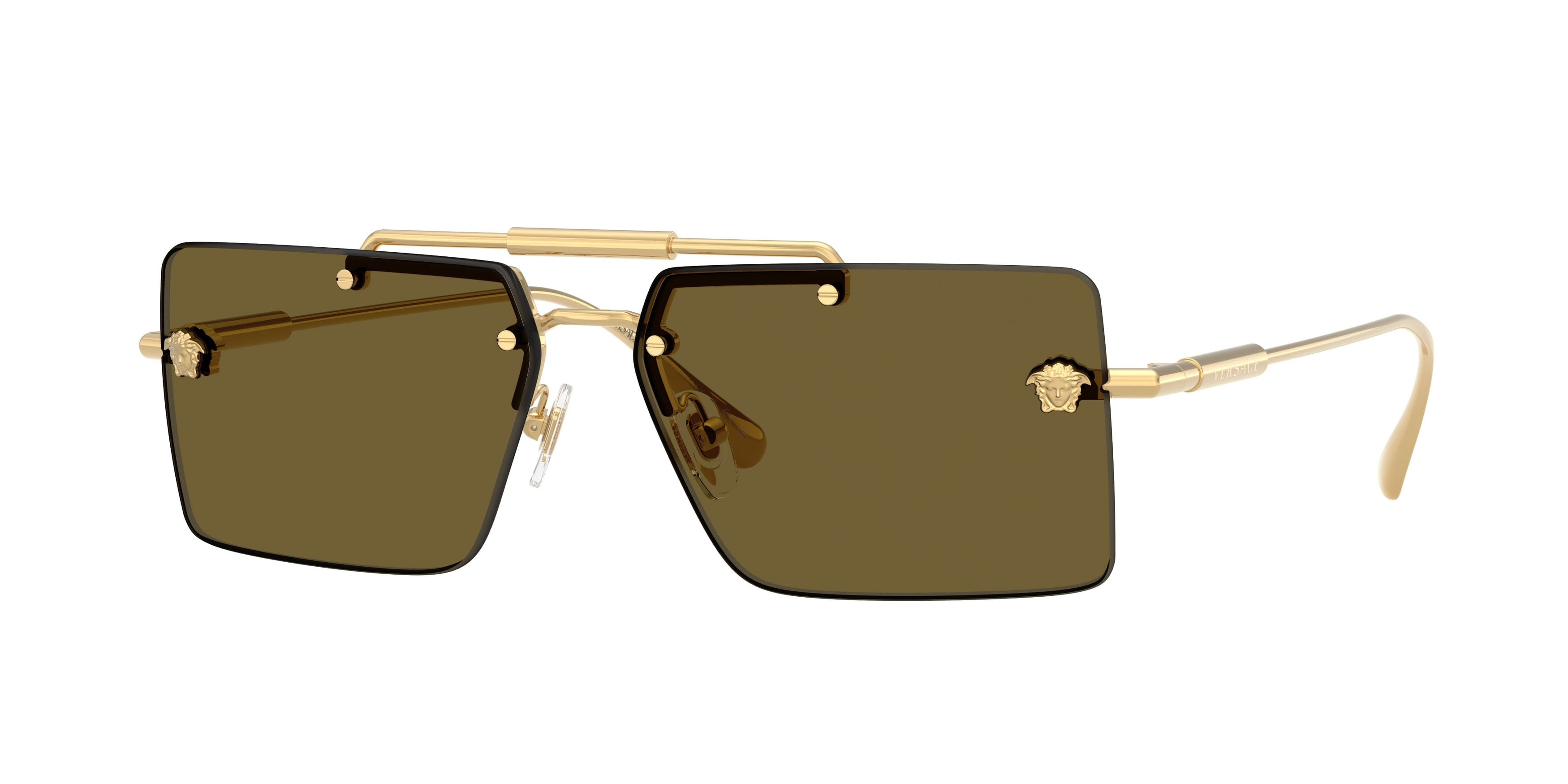Occhiali da sole Versace VE 2245 (100273) colore oro forma rettangolare lenti marrone scuro