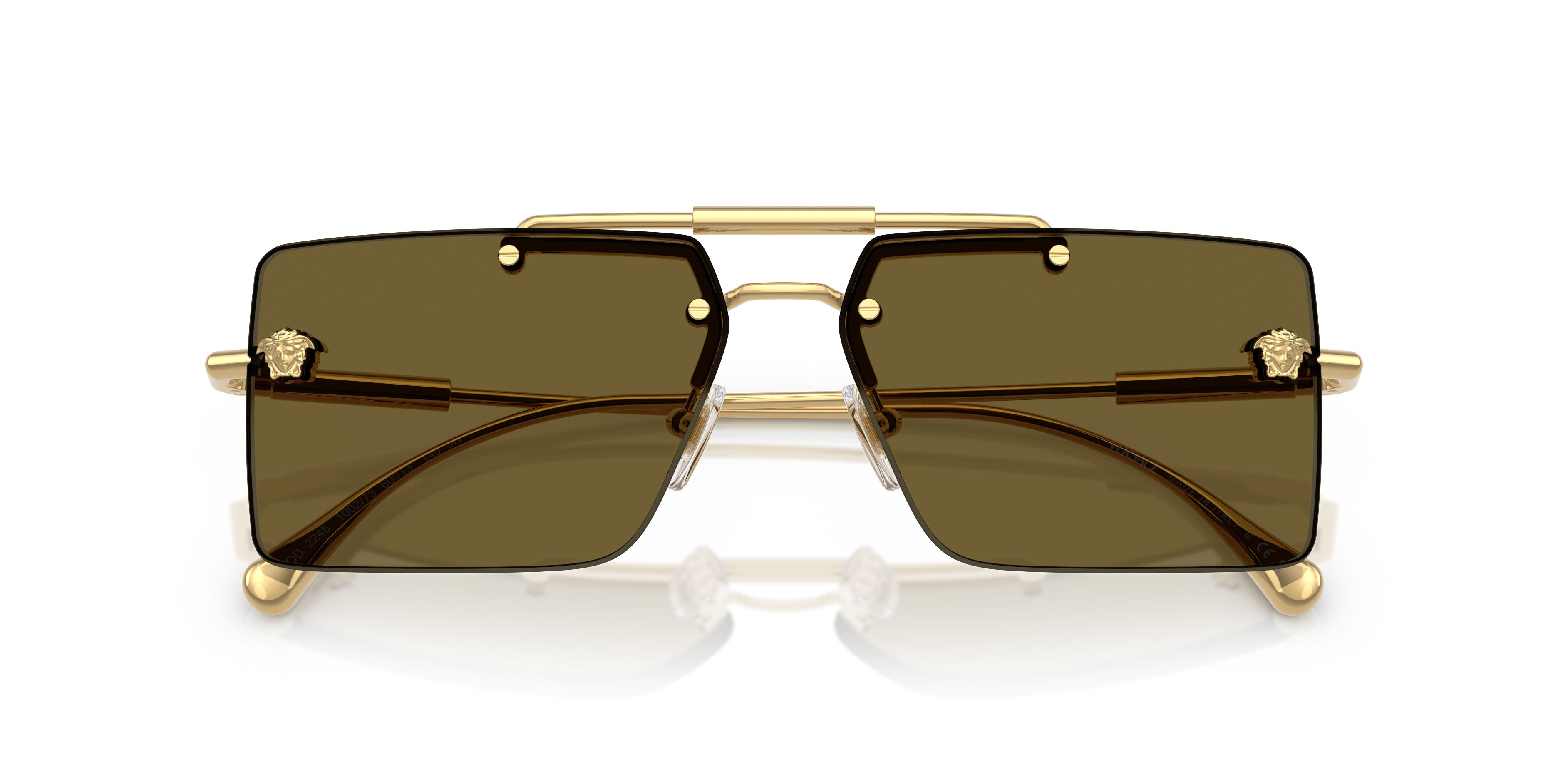 Occhiali da sole Versace VE 2245 (100273) colore oro forma rettangolare lenti marrone scuro