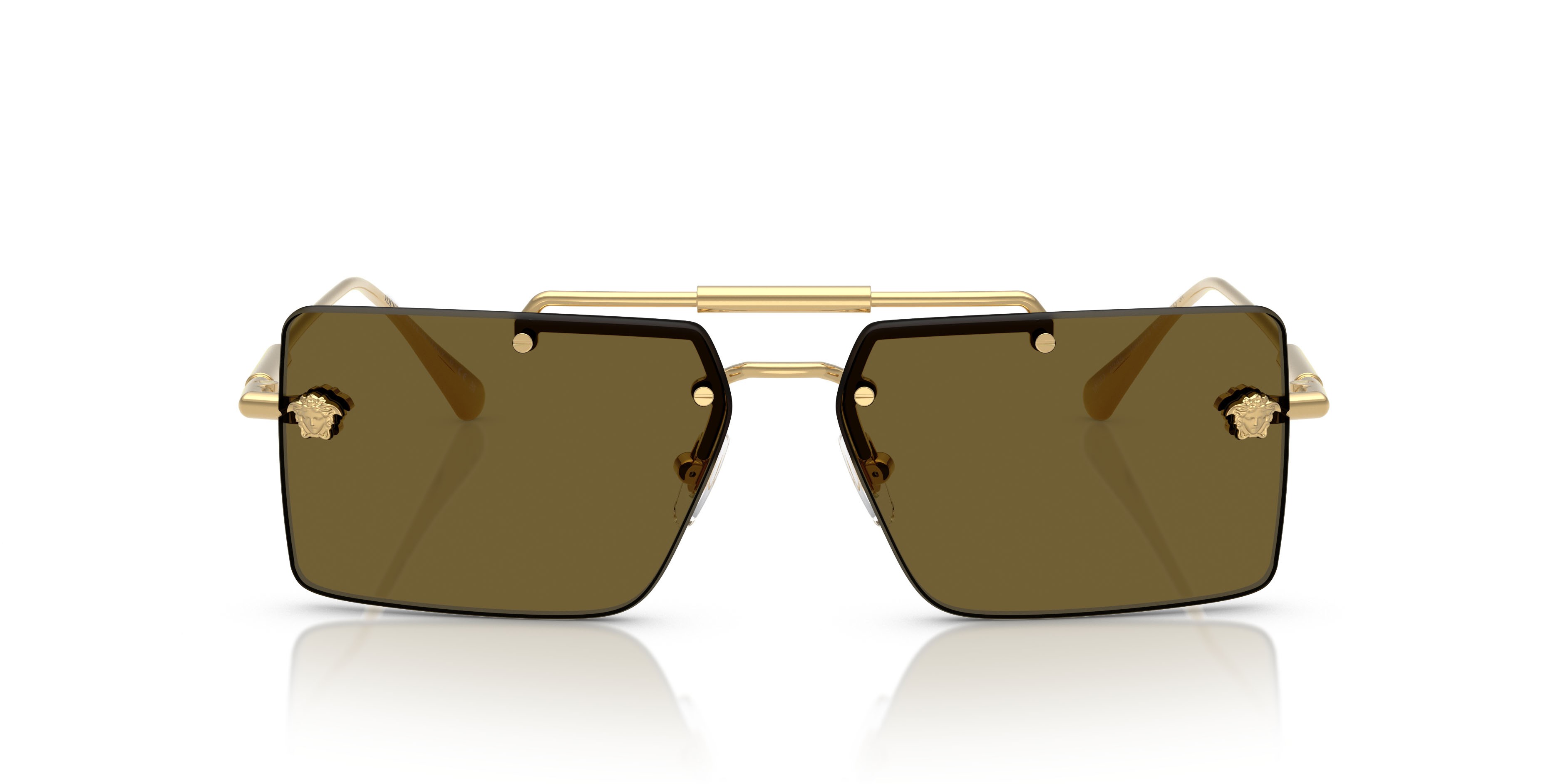 Occhiali da sole Versace VE 2245 (100273) colore oro forma rettangolare lenti marrone scuro