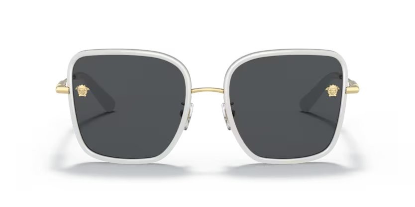 Sonnenbrillen Versace VE 2247D (147187) farbe bianco form quadratisch gläser grigio scuro