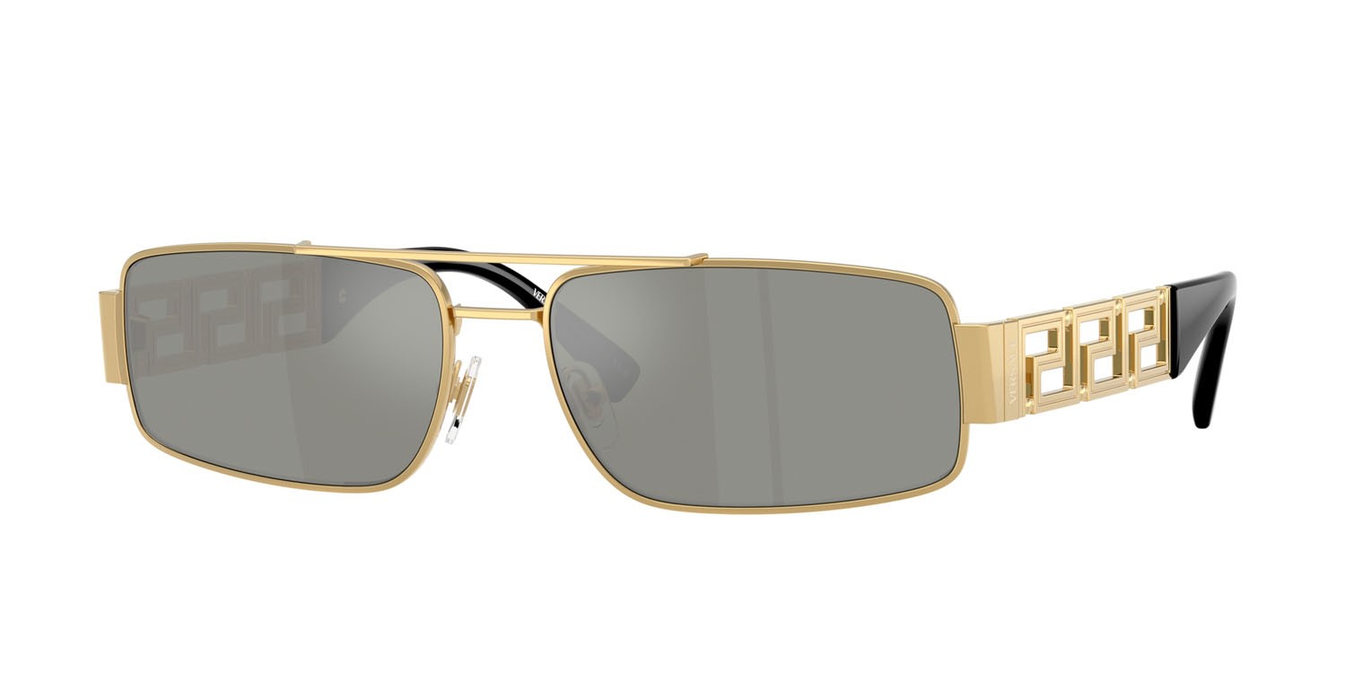 Occhiali da sole Versace VE 2257 (100230) colore oro forma rettangolare lenti verde specchiato argento