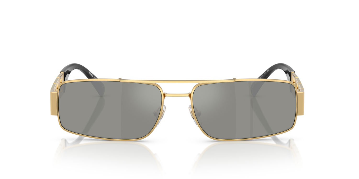 Occhiali da sole Versace VE 2257 (100230) colore oro forma rettangolare lenti verde specchiato argento